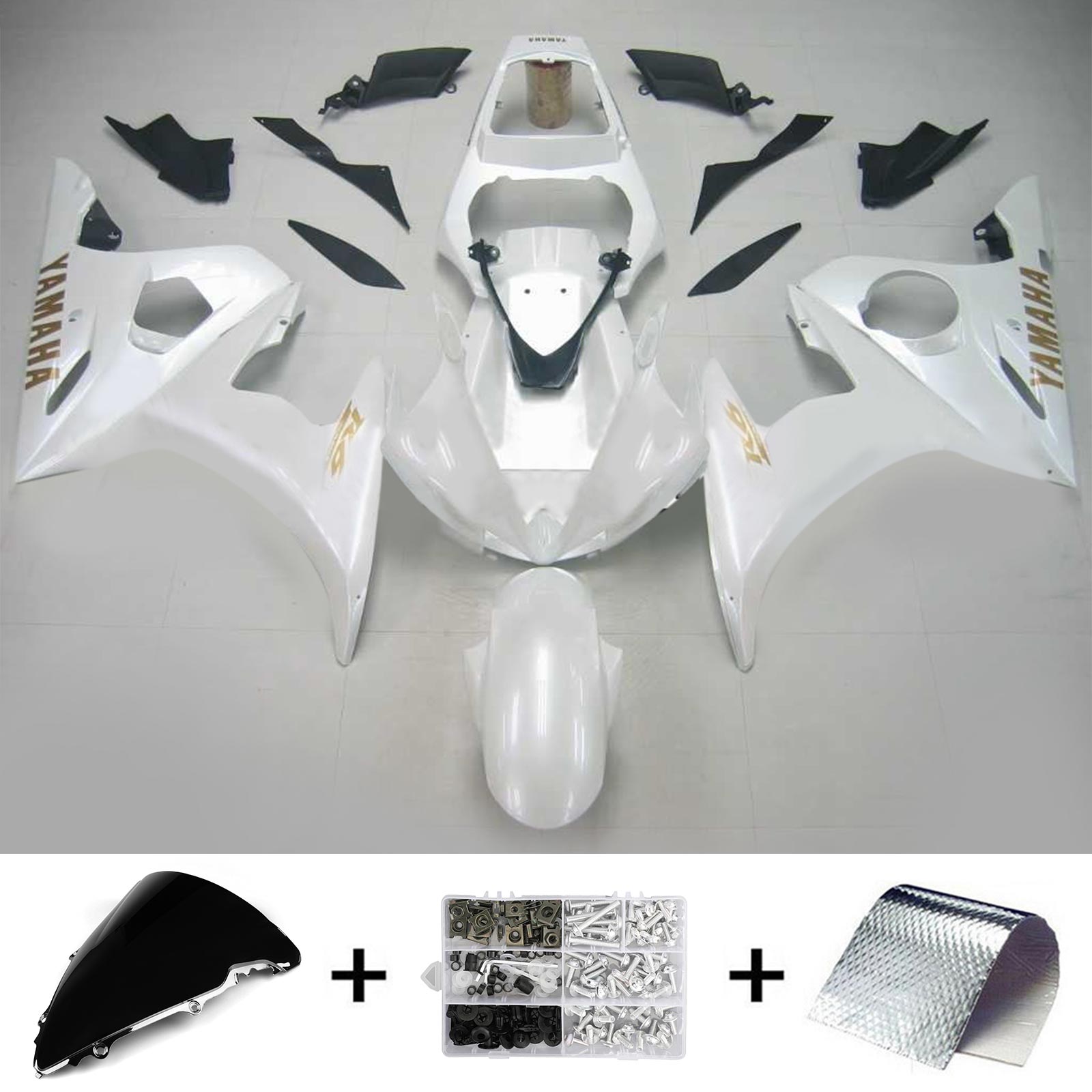 2005 Yamaha YZF 600 R6 Kit de carénage d'injection carrosserie plastique ABS #126