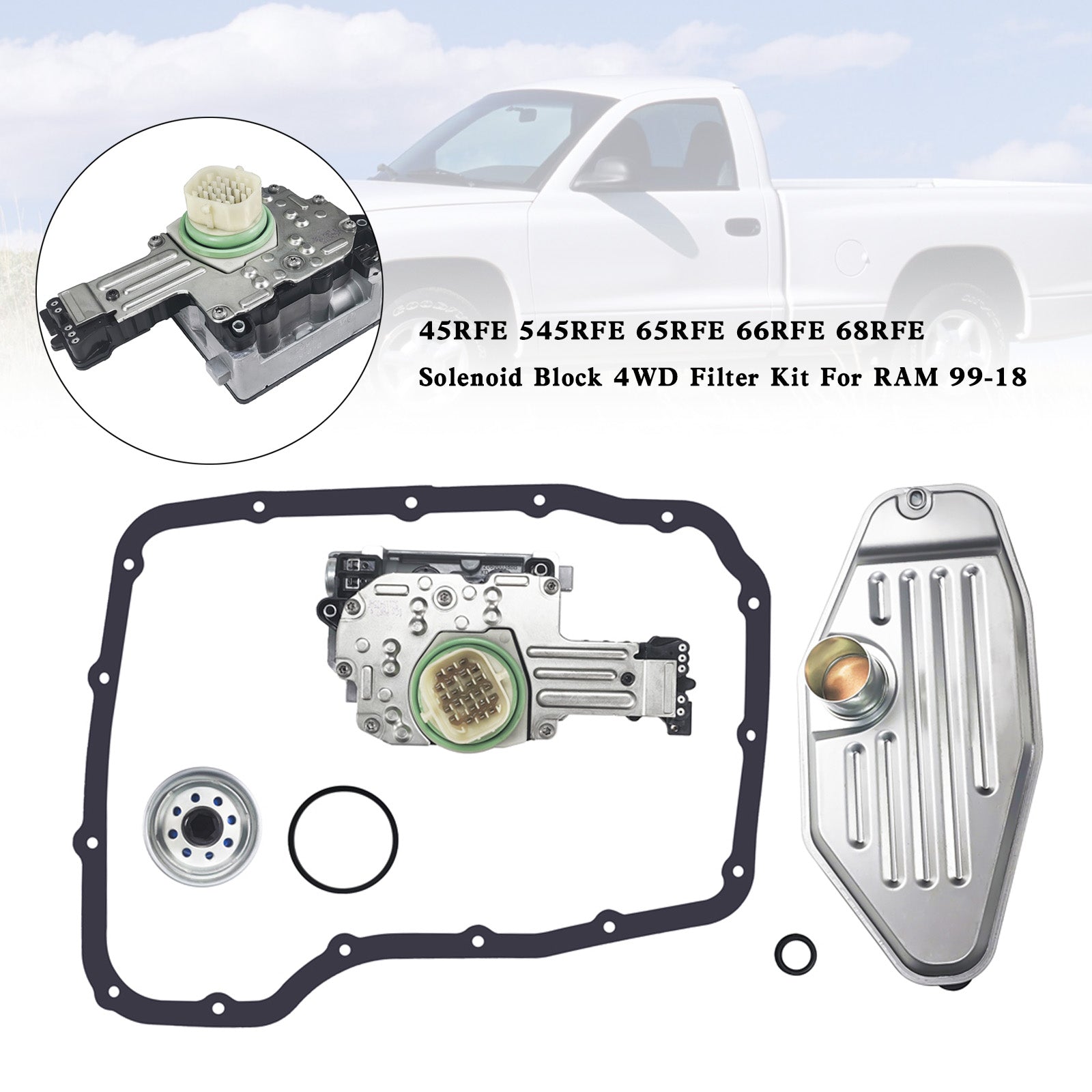 Jeep Commander 2006-2010 5 SP R/4WD L6 3.7L V8 4.7L 5.7L 5-45RFE Solenoïdeblok 4WD-filterset