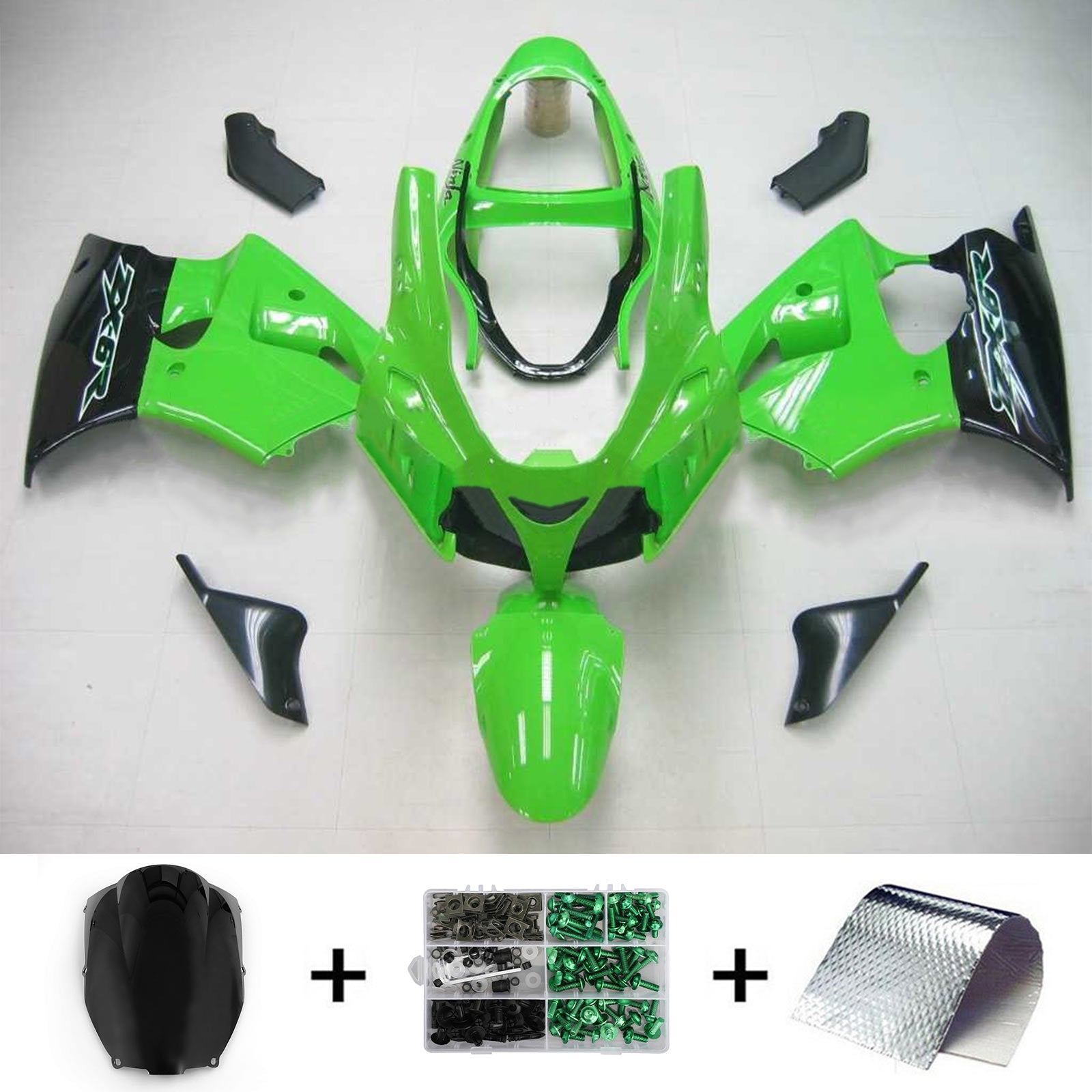 Kit de carénage vert brillant Kawasaki Zx6R 2000-2002