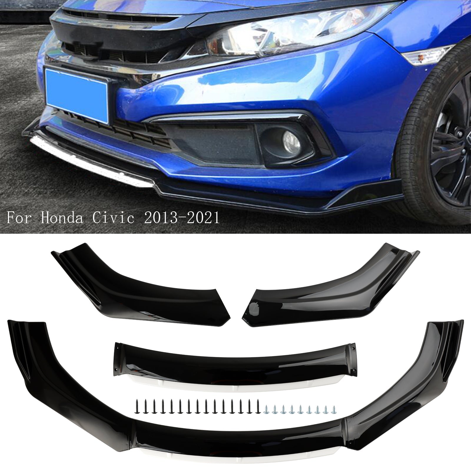 Universele auto voorbumper lip bodykit splitter diffuser beschermer zwart wit