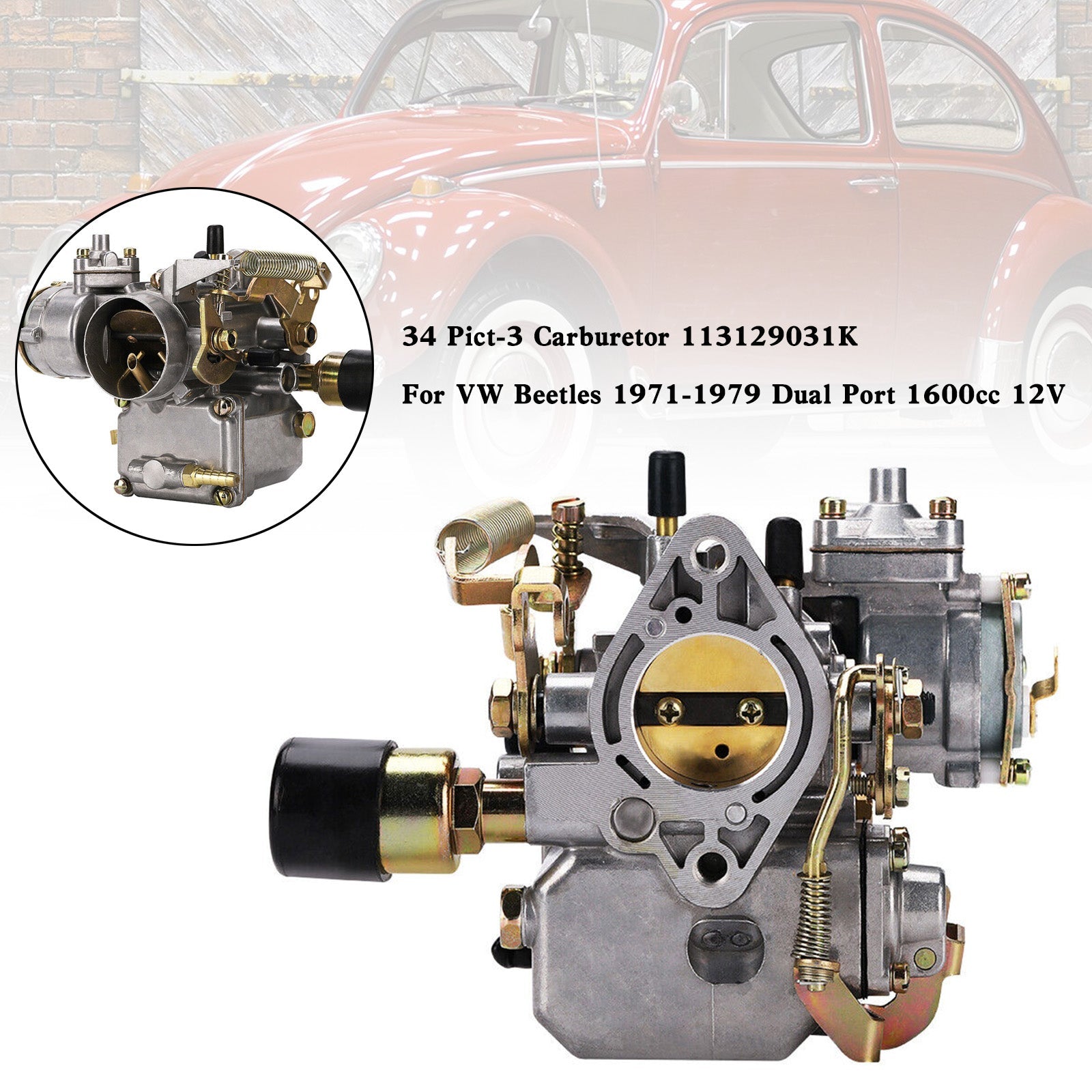 1967-1973 Volkswagen Squareback 34 Pict-3 Carburetor 113129031K