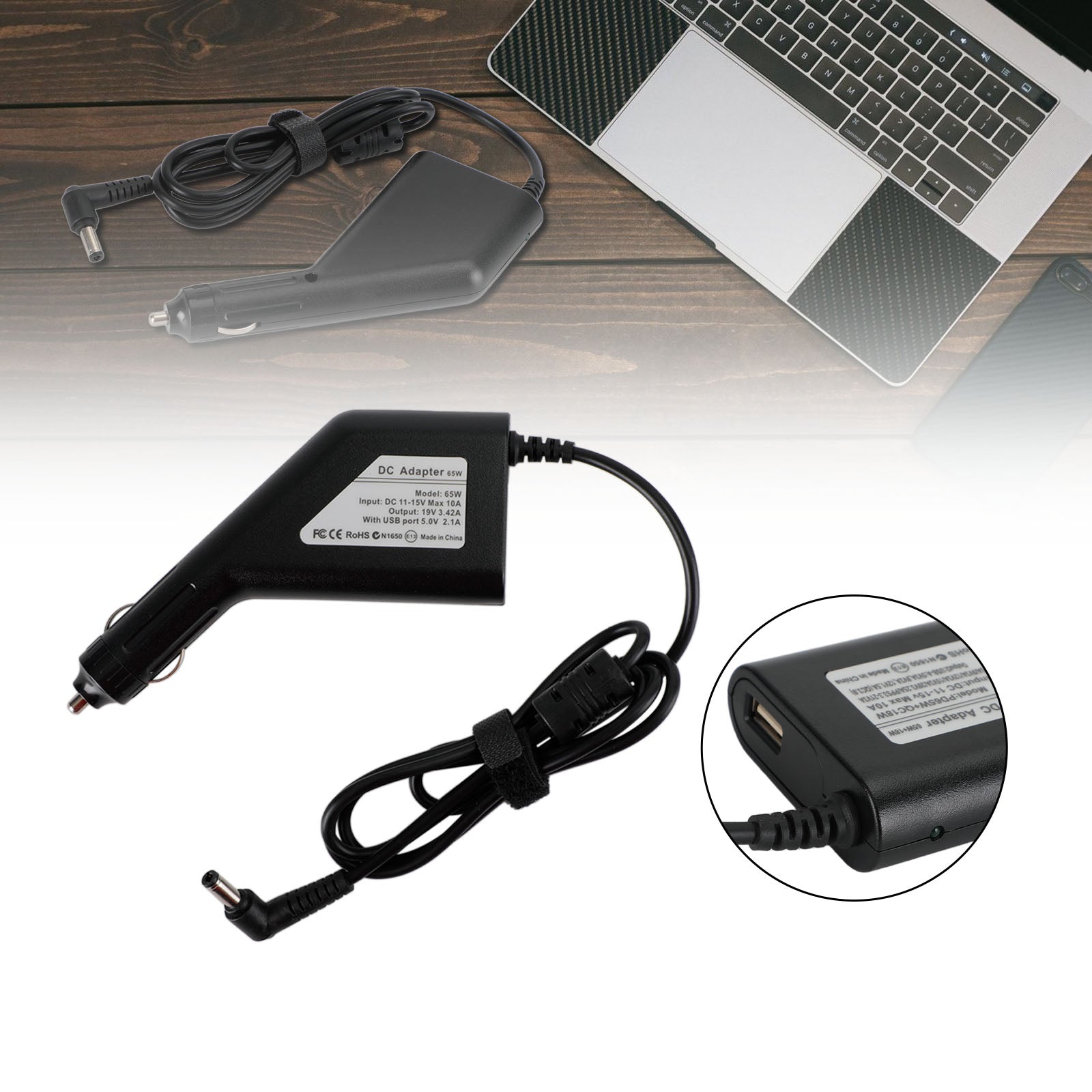 19V 3.42A laptopcomputers Autolader DC-lichtnetadapter voor Asus Lenovo Acer