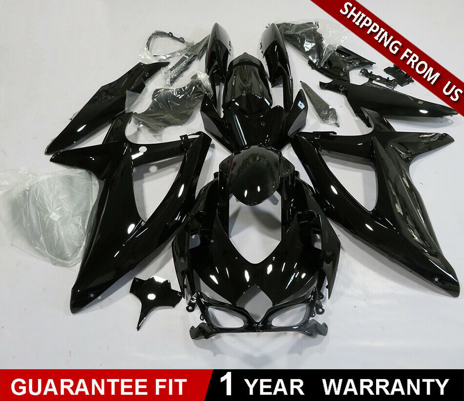 2008-2010 Suzuki GSXR600 750 Fairing Glossy Black Fairing Kit