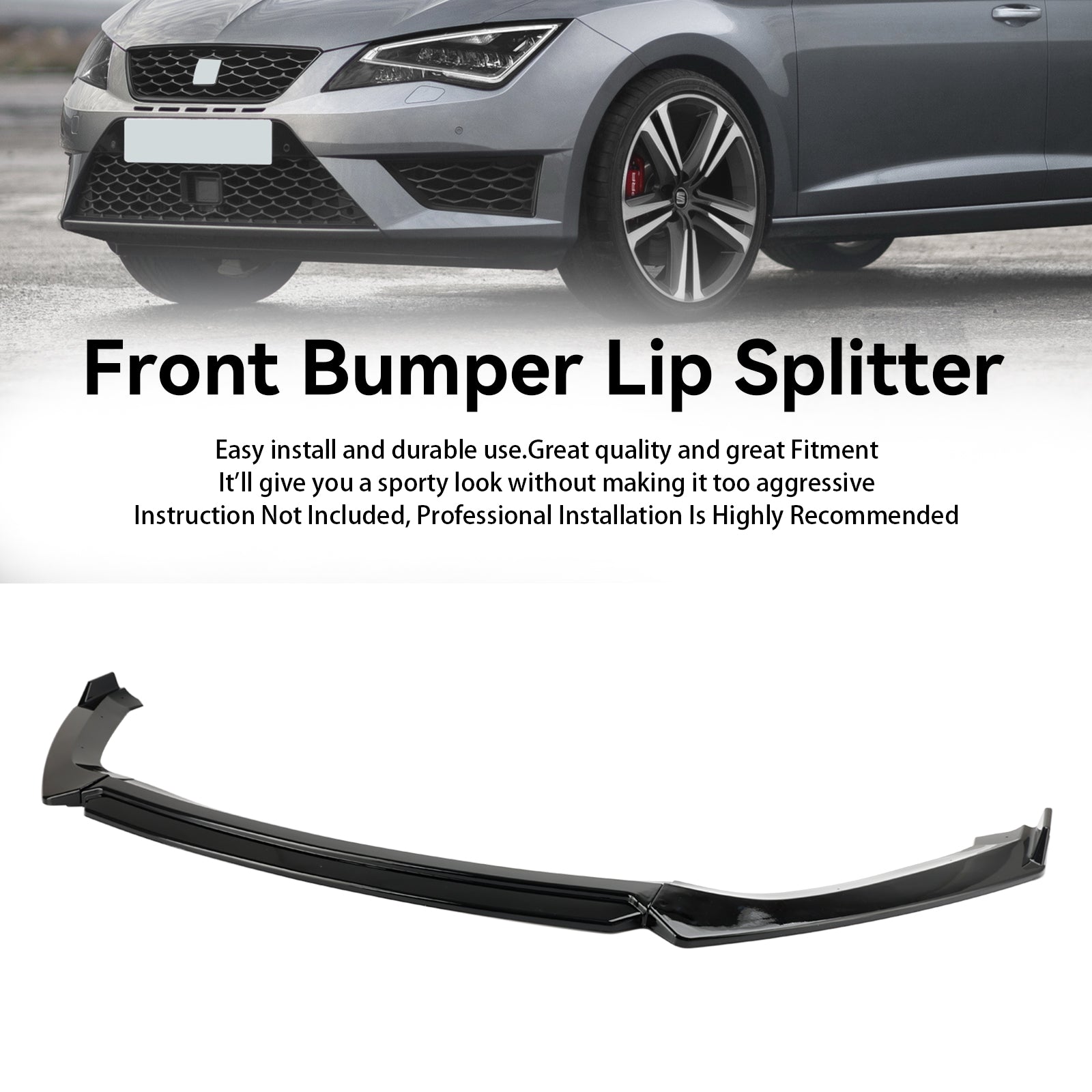 Performance de lèvre de becquet avant noir brillant pour Seat Leon 5F 2012-2020