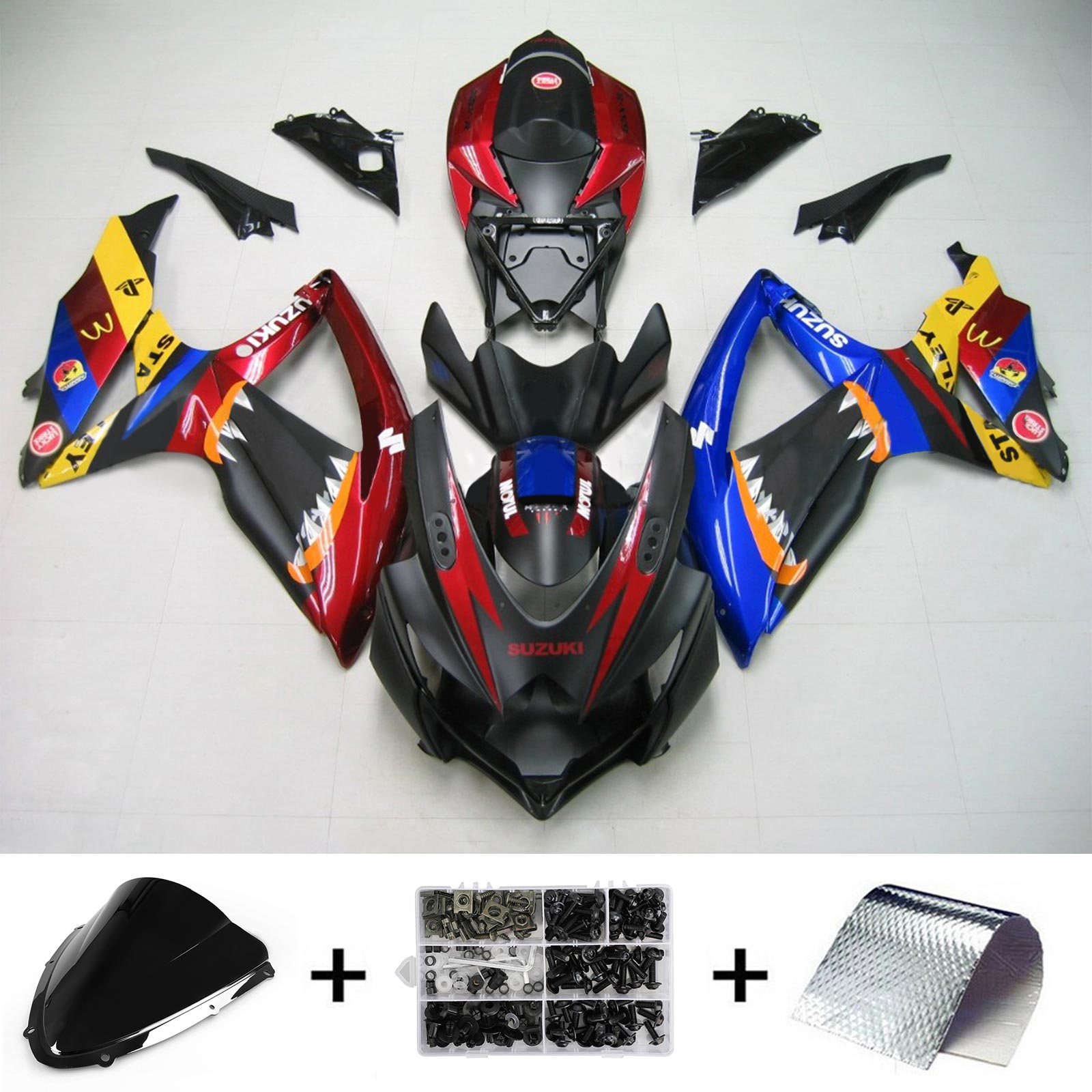 2008-2010 Suzuki GSXR 600/750 K8 Amotopart Kit de carénage d'injection carrosserie plastique ABS #154