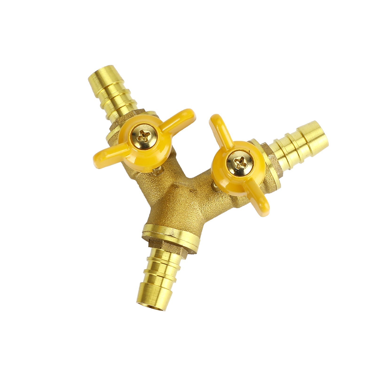 3/8" slangpilaar kogelkraan Y-vormige 3-weg connector weerhaak messing fitting OD 11 mm