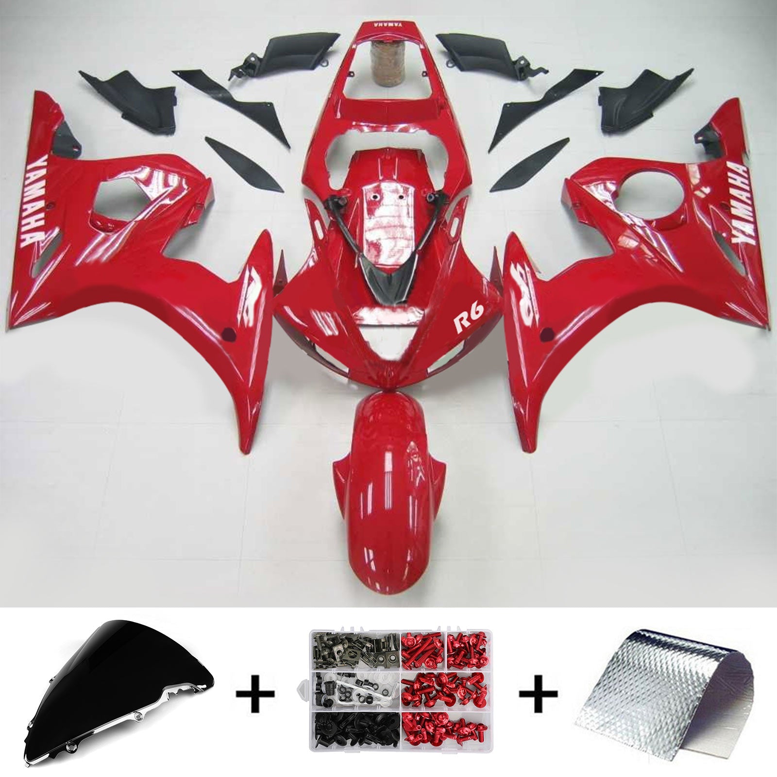 2005 Yamaha YZF 600 R6 Amotopart Kit de carénage d'injection carrosserie plastique ABS #116