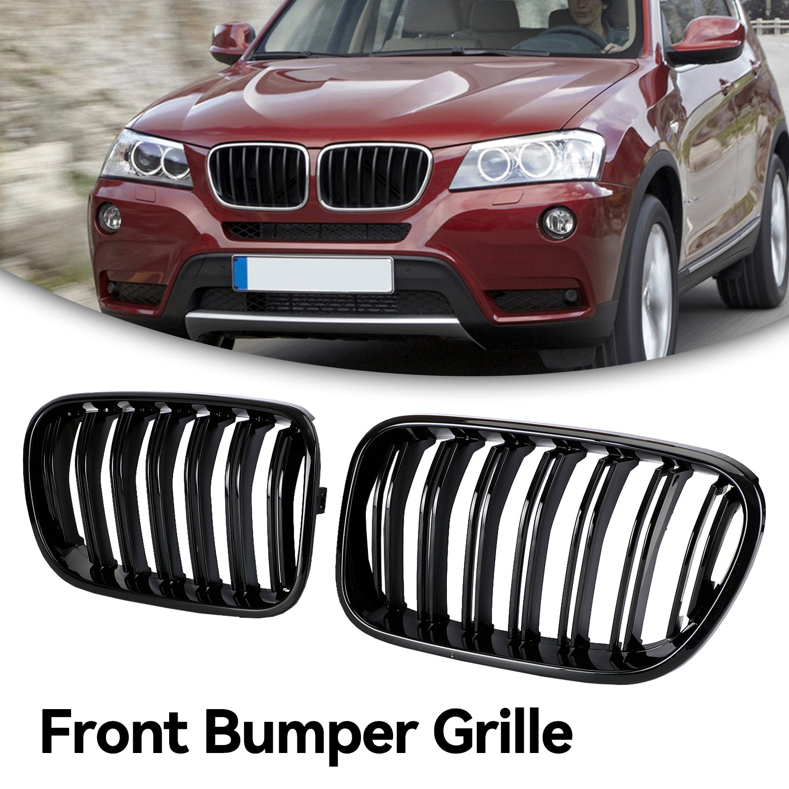 2011-2014 BMW X3 F25 Dual Line Glanzend Zwart Voorbumper Niergrille Grill