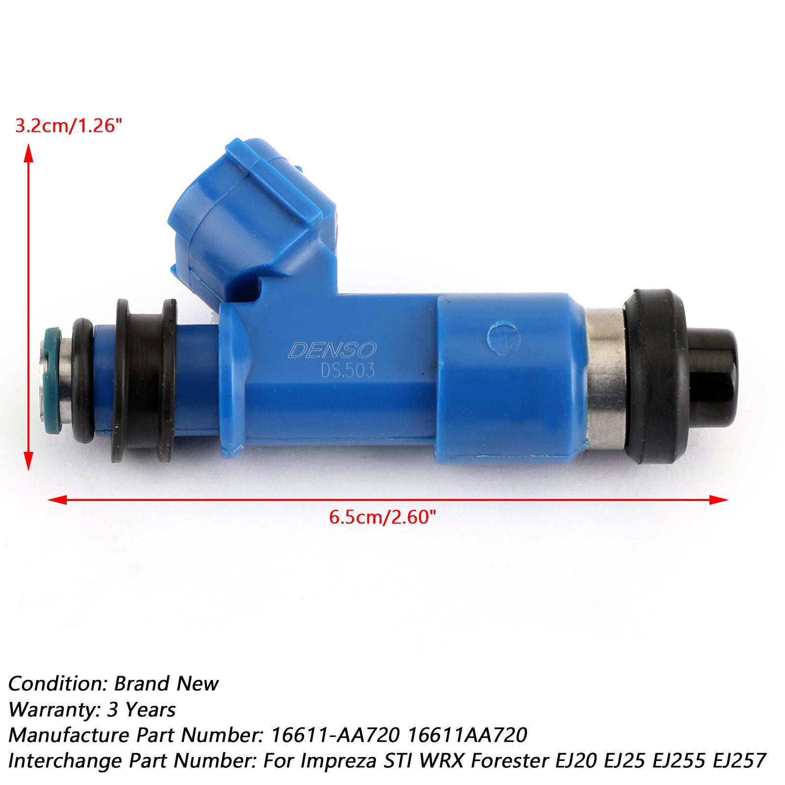 Injecteurs de carburant bleu foncé 565cc, 1 pièce, adaptés à WRX / STI 16611-AA720 2,5 l générique