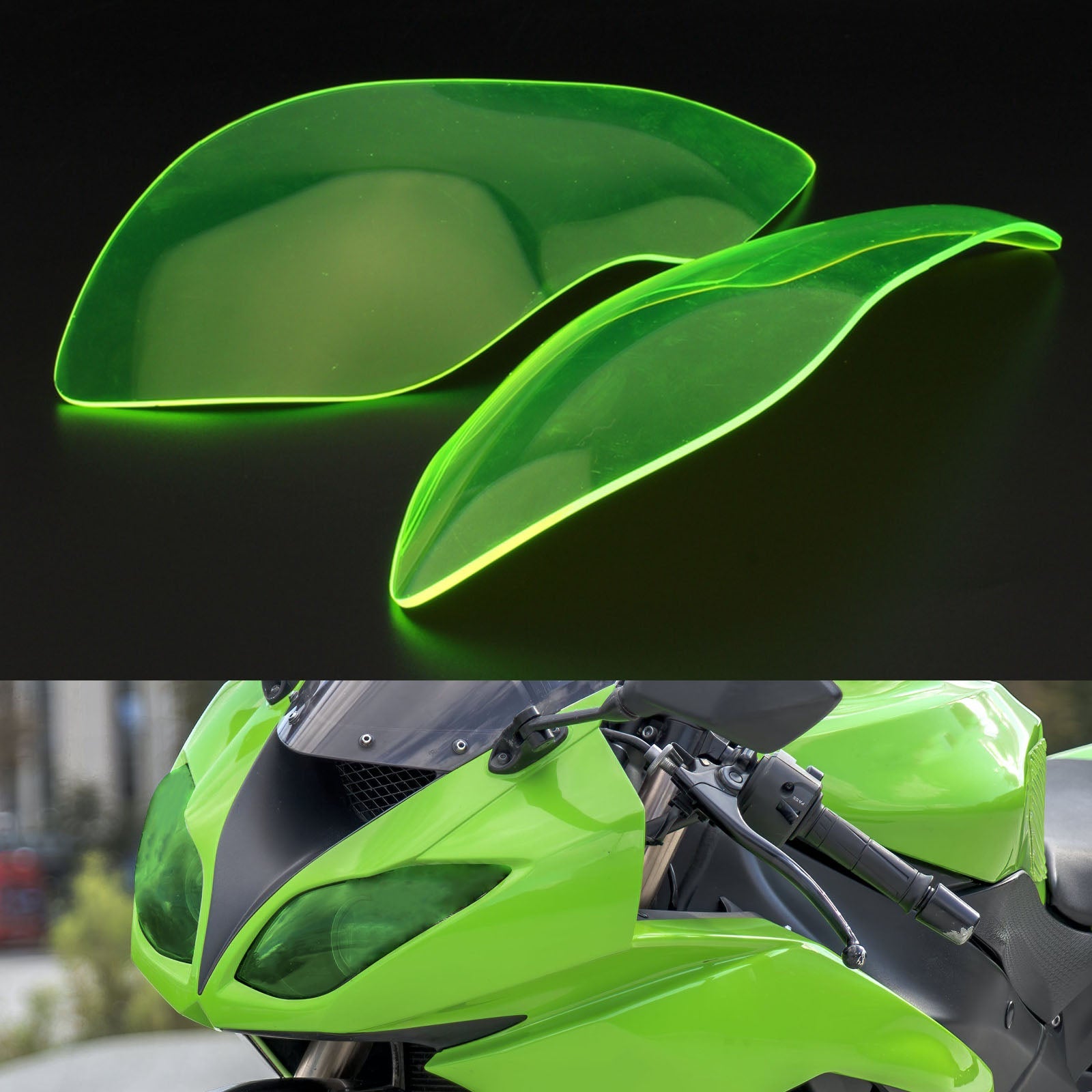 Front Headlight Lens Protection Cover Fit For Kawasaki Zx-636R Zx-6R 09-18 Smoke Generic