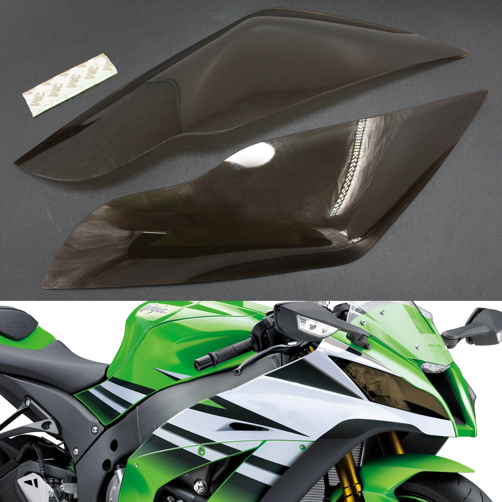 Koplamp Lensbescherming Fit Voor Kawasaki Zx-10R Zx 10R 2011-2015 Rook Generiek