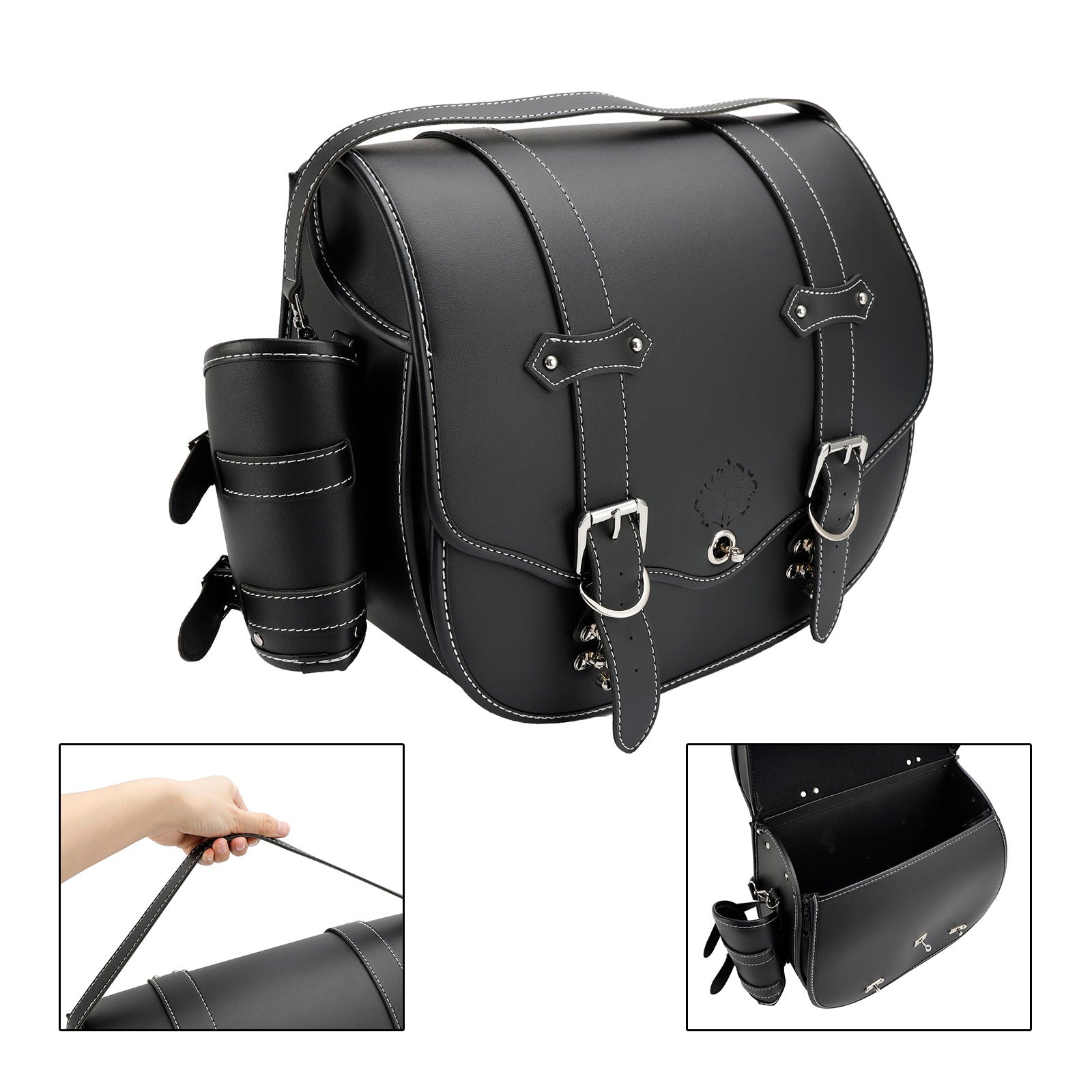 Pu Side Tool Saddlebag Quick Release Luggage Thicken Pu Black For Scooter Motor