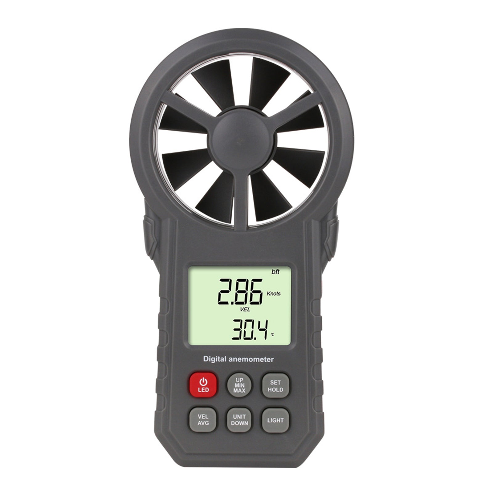 LCD Digitale Anemometer Thermometer Luchtstroommeter Windsnelheidsmeter 0-30M/s