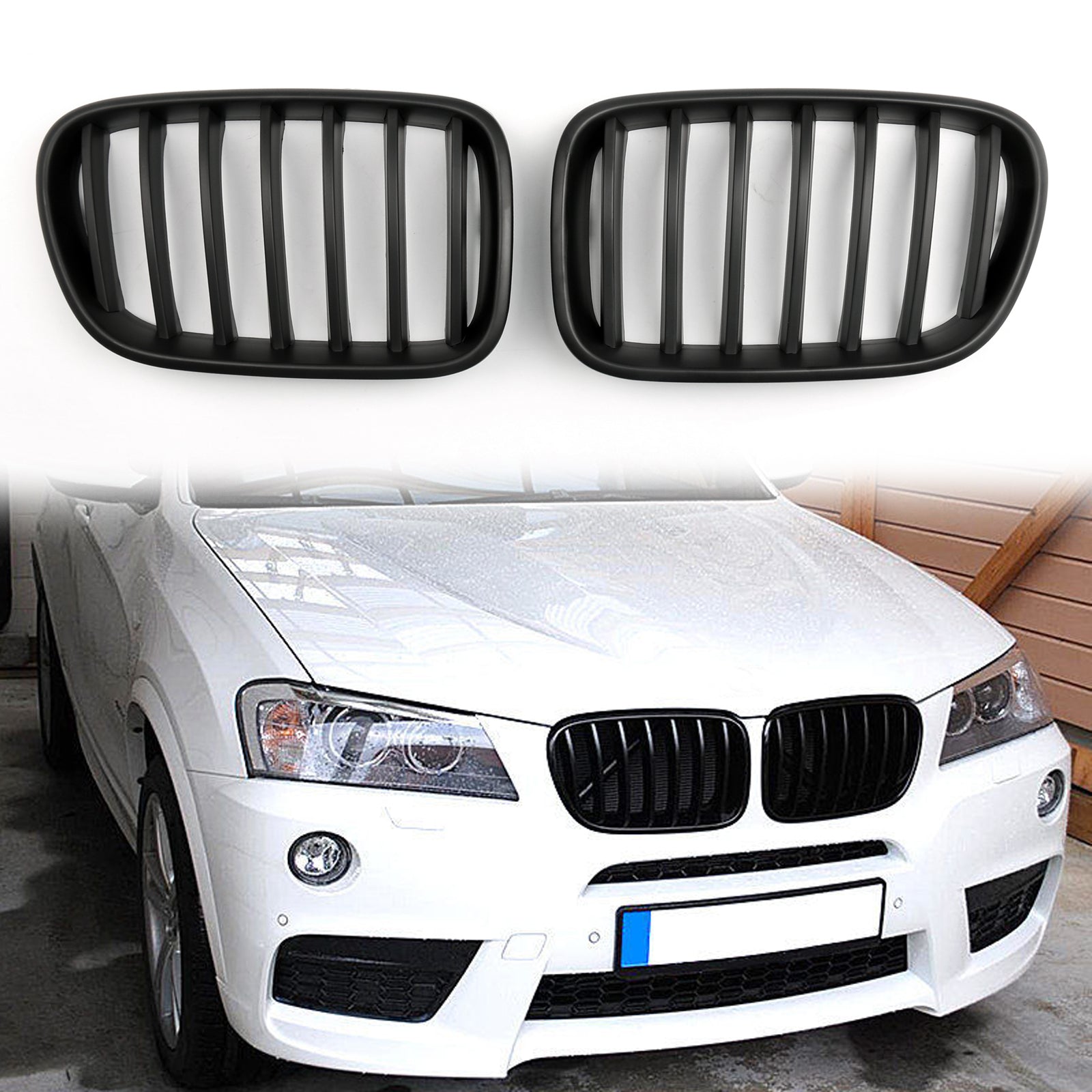 2011-2013 BMW F25 X3 Pre-LCI matzwarte voorbumper Nierengrille Generiek