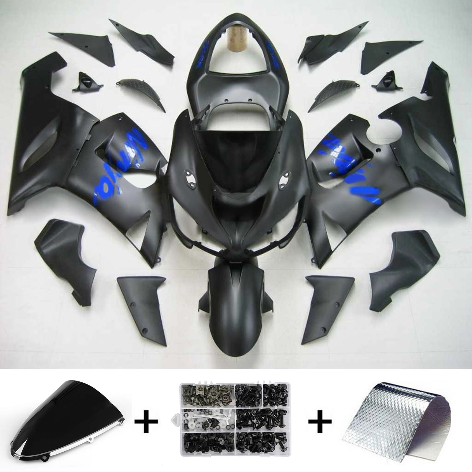 2005-2006 Kawasaki ZX6R 636 Amotopart Kit de carénage d'injection carrosserie plastique ABS #143