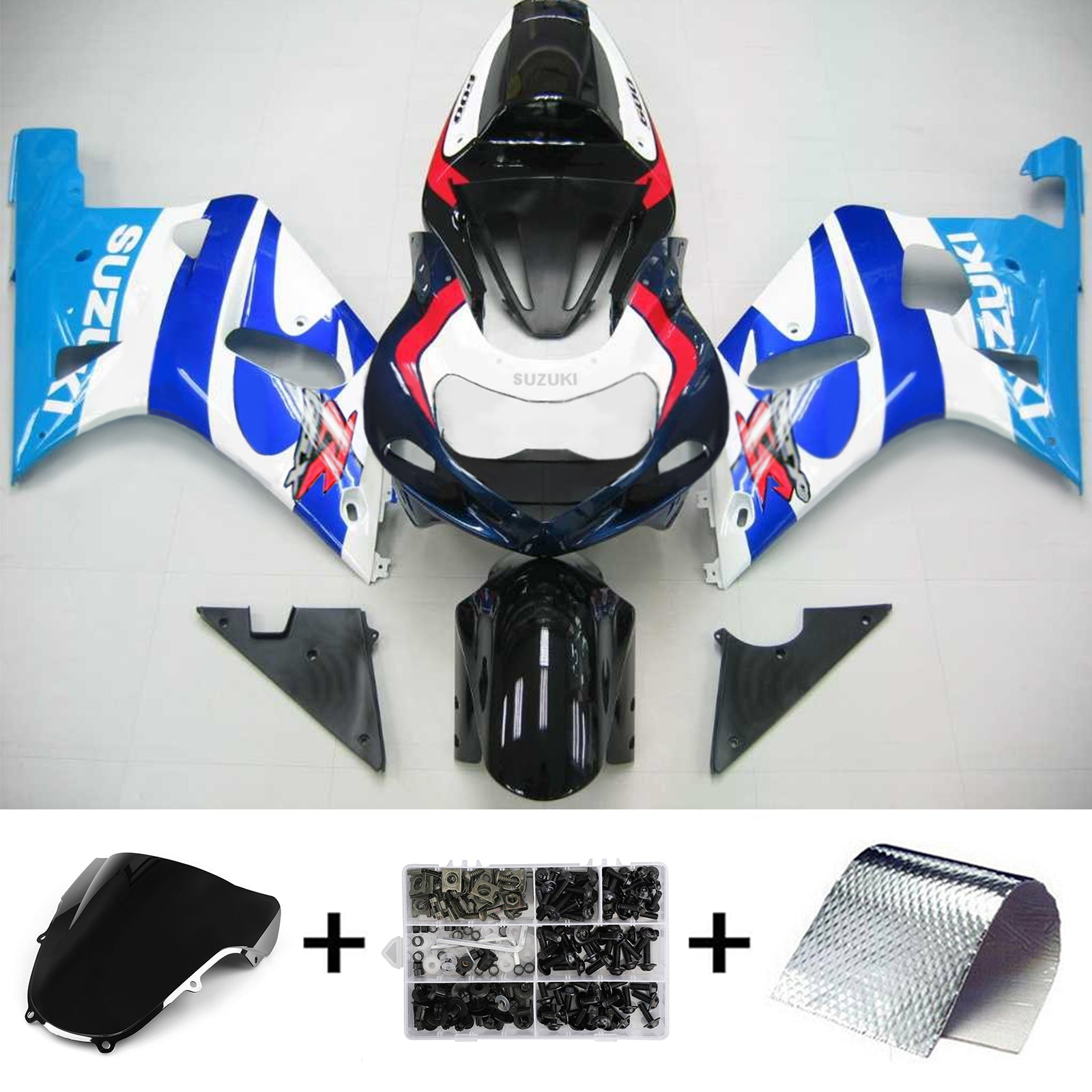 2001-2003 Suzuki GSXR600 K1 Kit de carénage d'injection carrosserie plastique ABS #107 Amotopart