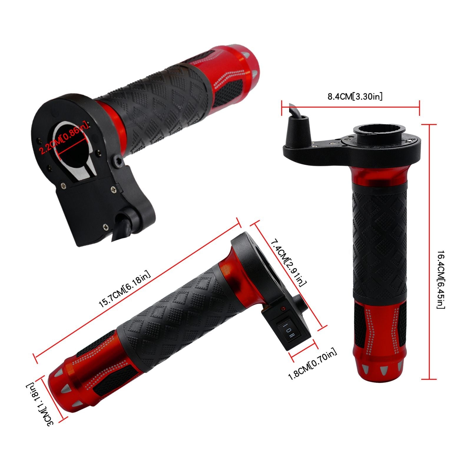 2X 7/8" 22Mm 12V Electric Heated Hand Grips Heating Handle Red For Motorcycle