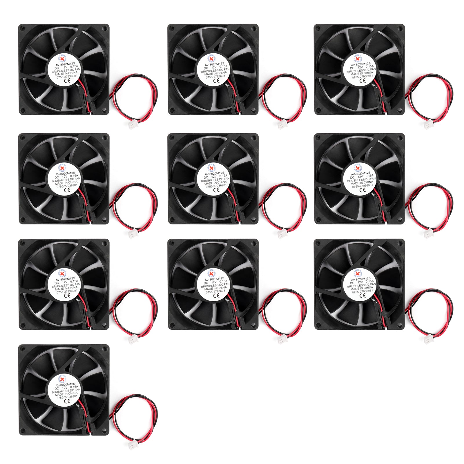 Ventilateur de refroidissement sans balais pour ordinateur PC, 12V, 0,15 a DC, 8020s, 80x80x20mm, fil à 2 broches, 1/4/10 pièces