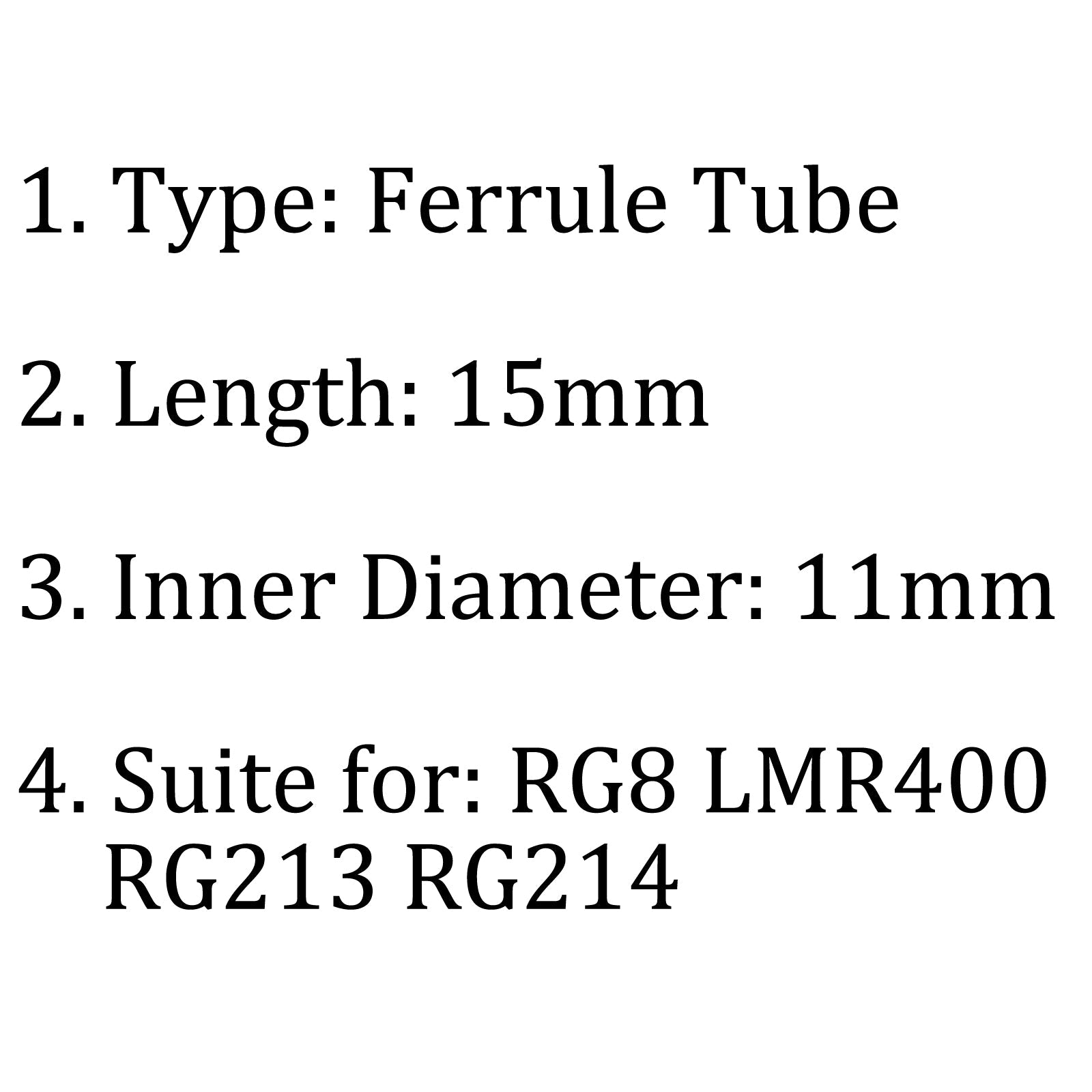 Tube de virole à manchon à sertir, 10 pièces, pour connecteur de câble RG8 LMR400 RG213 RG214