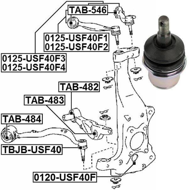 Front Lower Knuckle Spindle Ball Joint For 2007-2016 Lexus LS460 2WD RWD 43201-59045 Generic