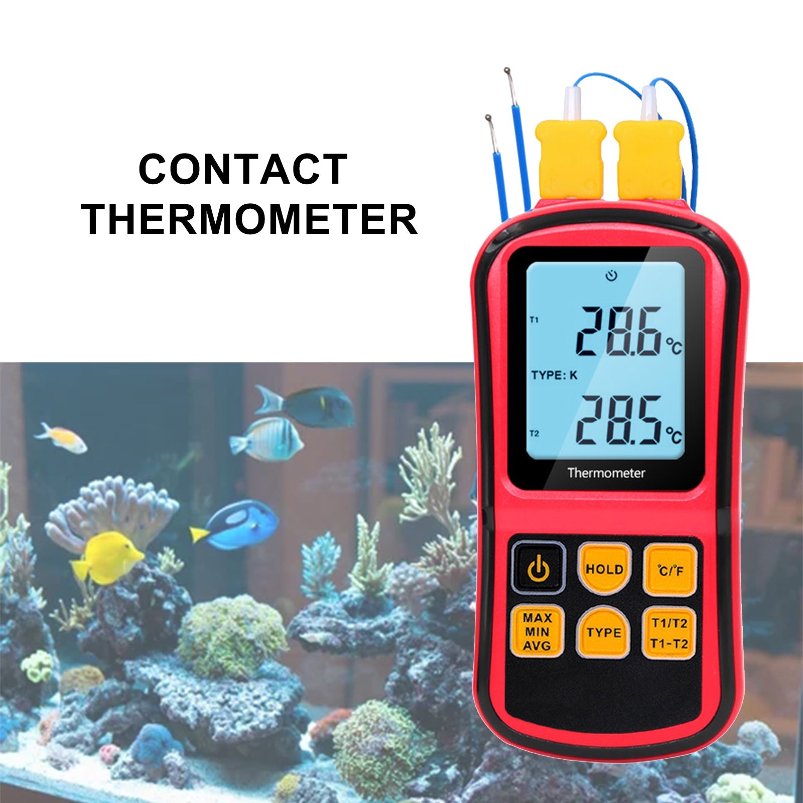 Thermomètre numérique à Thermocouple, testeur de température à double canal LCD