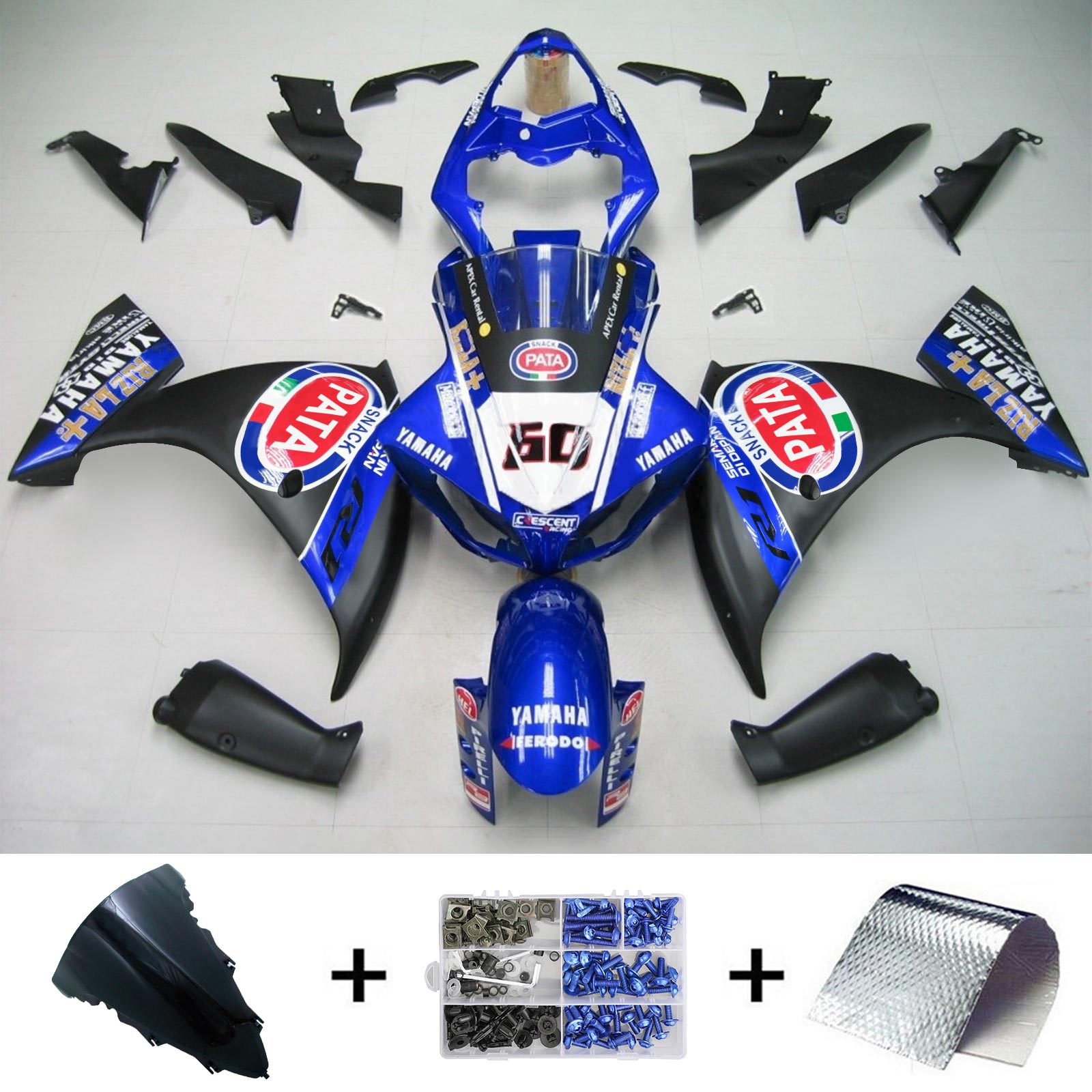 2012-2014 Yamaha YZF 1000 R1 Amotopart Injeksjon Fairing Kit Bodywork Plast Abs #135