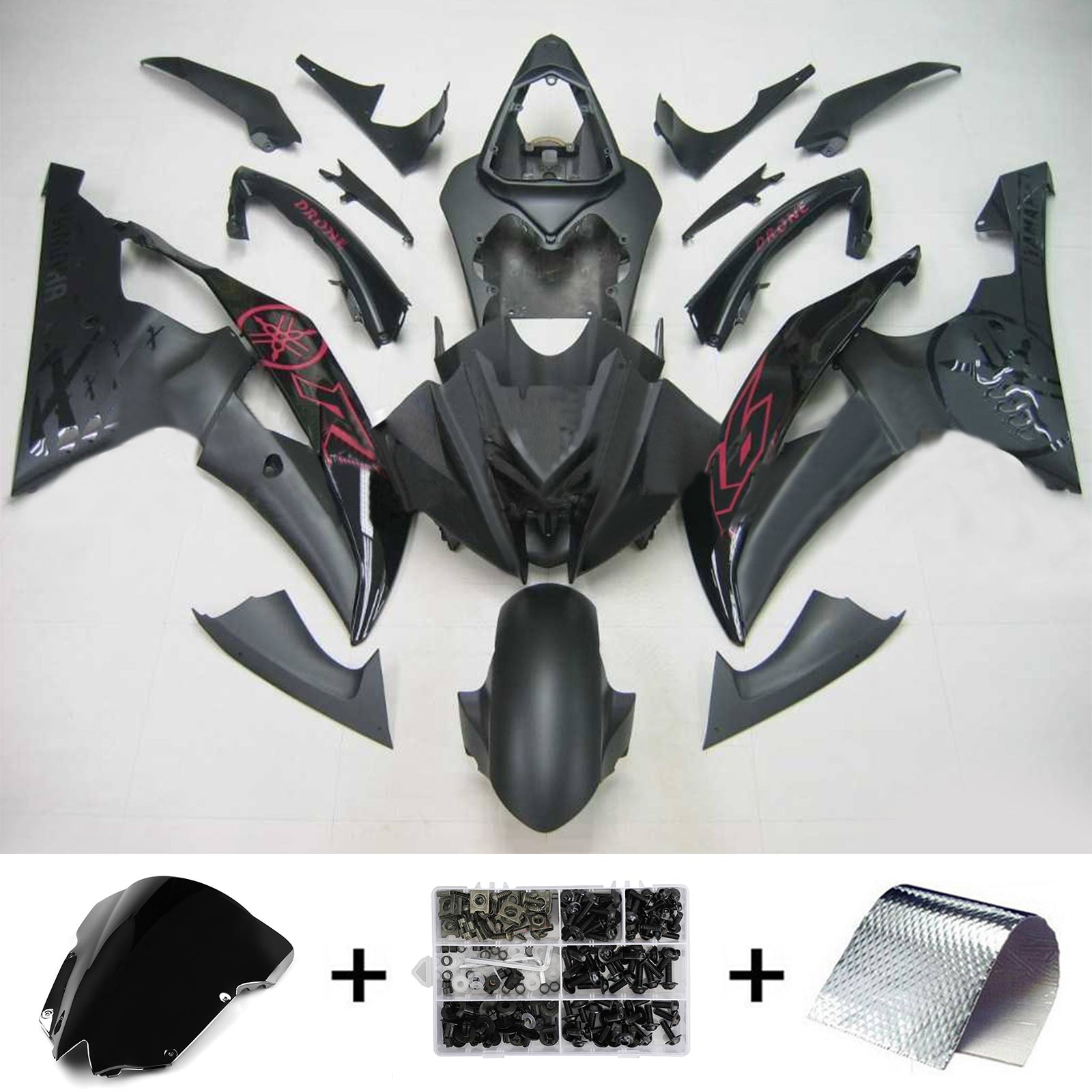 2008-2016 Yamaha YZF 600 R6 Amotopart Kit de carénage d'injection carrosserie plastique ABS #114