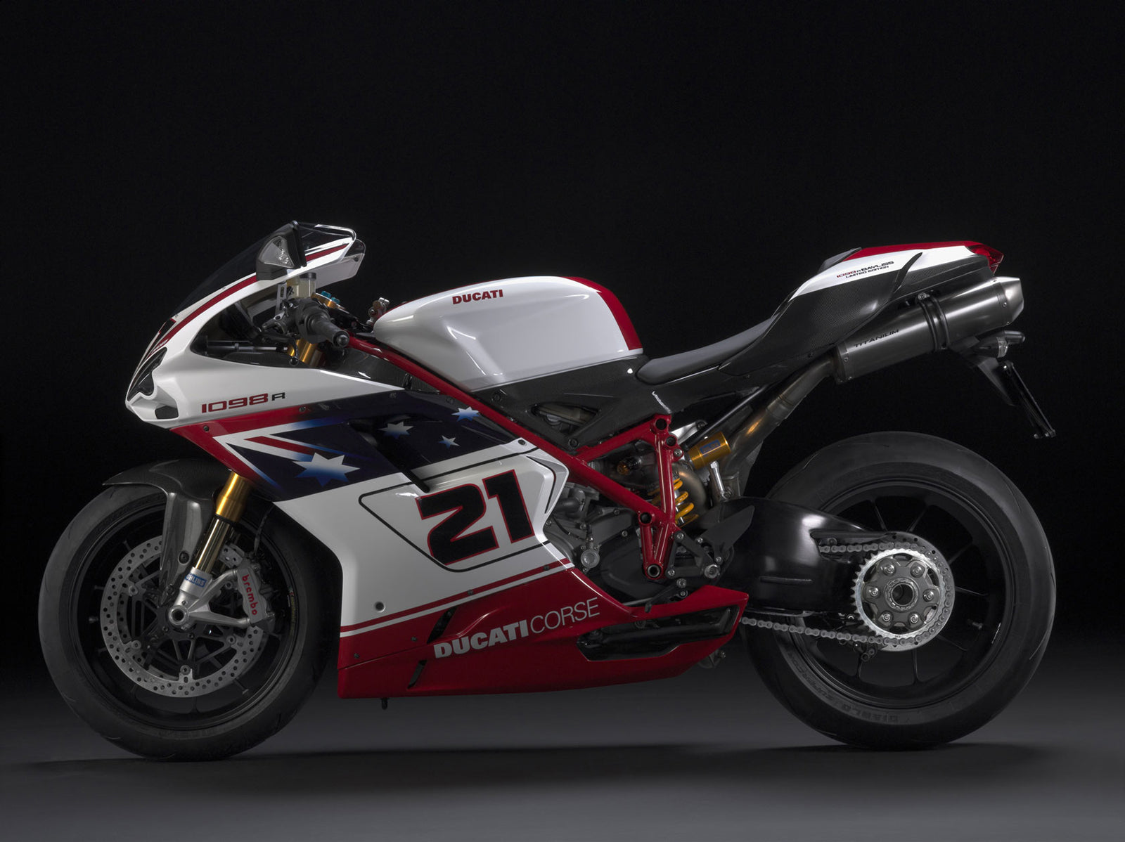 Stroomlijnkappen 2007-2012 Ducati 1098 1198 848 Wit Rood No.21 1098 Racing Generiek