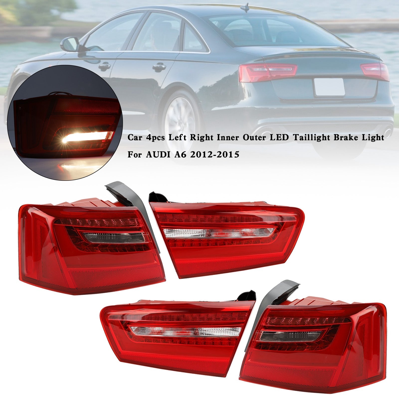 AUDI A6 2012-2015 auto 4 stuks binnenste buiten LED-achterlicht remlicht