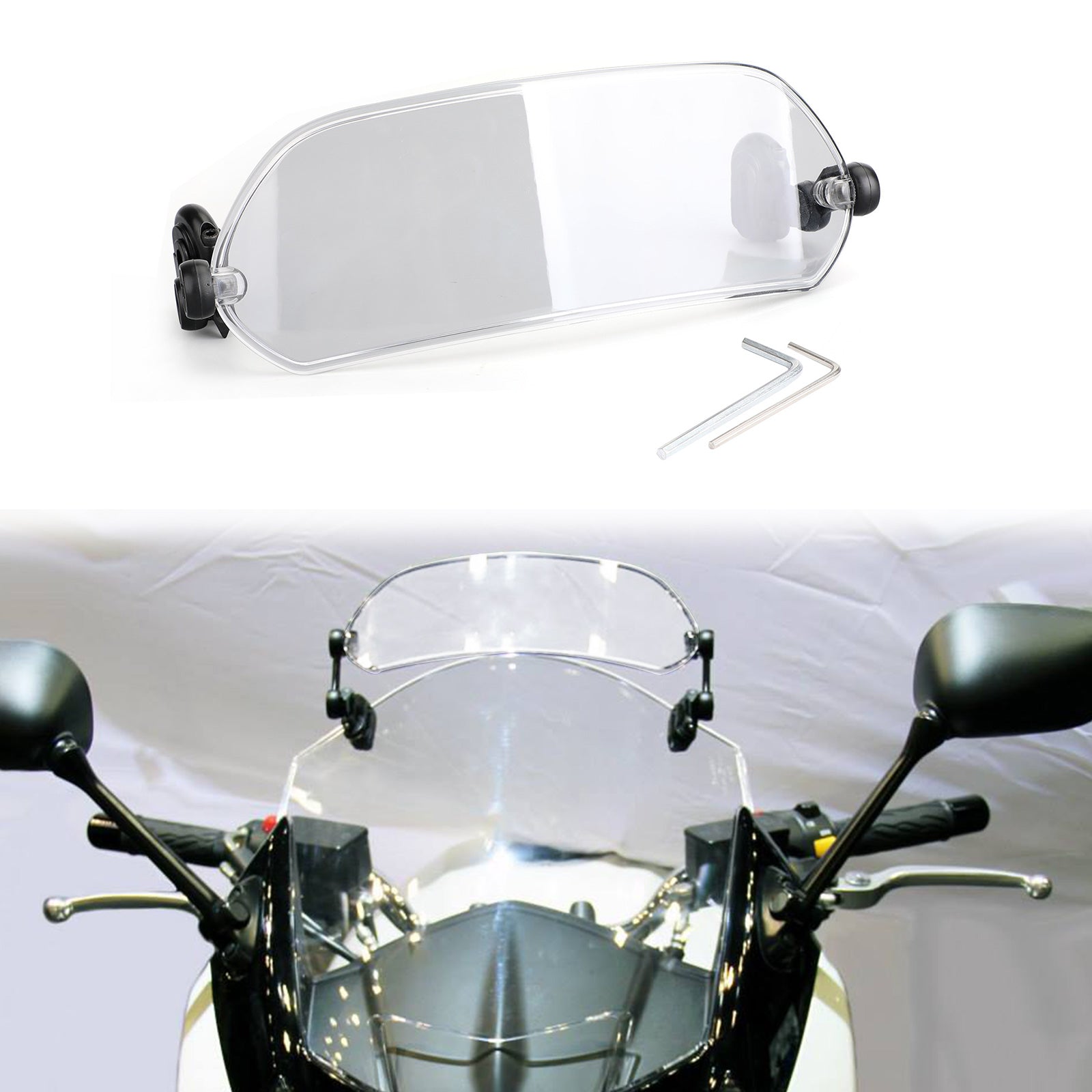 Motorcycle Adjustable Clip On Windshield Extension Spoiler Wind Deflector