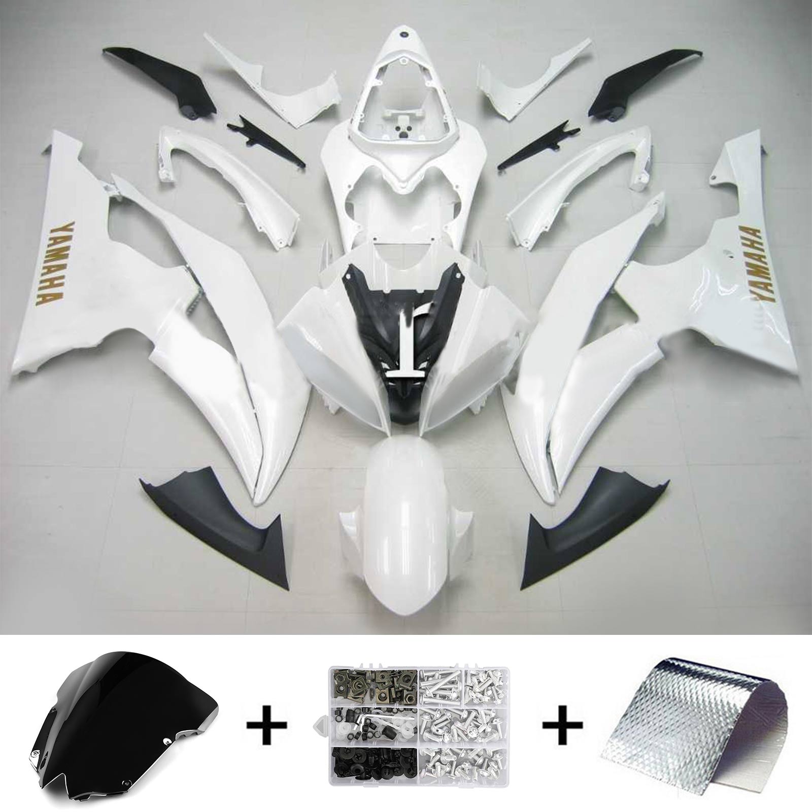 2008-2016 Yamaha YZF 600 R6 Amotopart Kit de carénage d'injection carrosserie plastique ABS #116