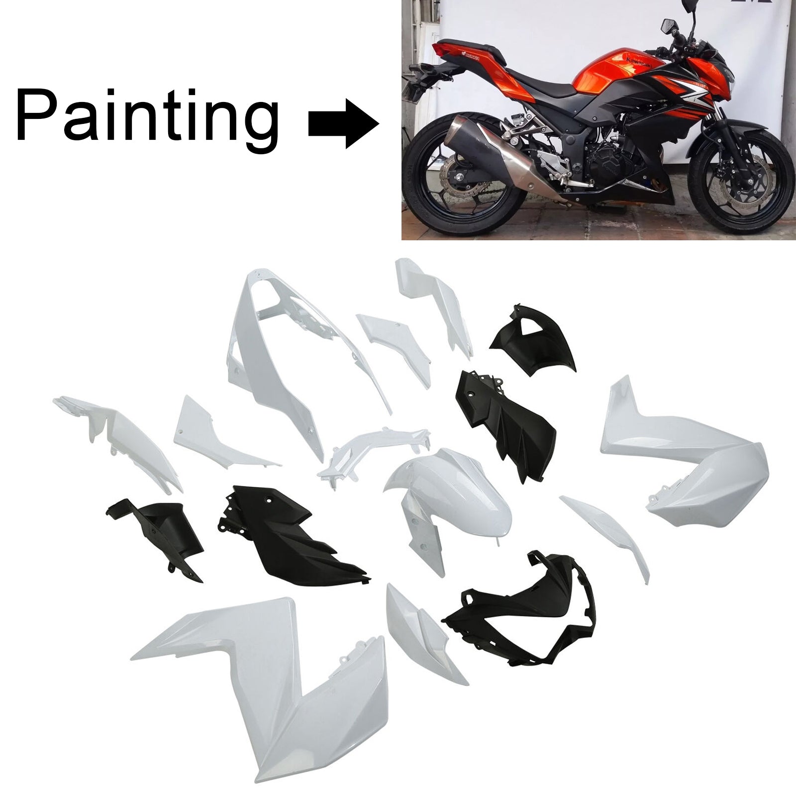 2015-2016 Kawasaki Z250 Z300 Amotopart Injection Fairing Kit Bodywork Plastic ABS #104