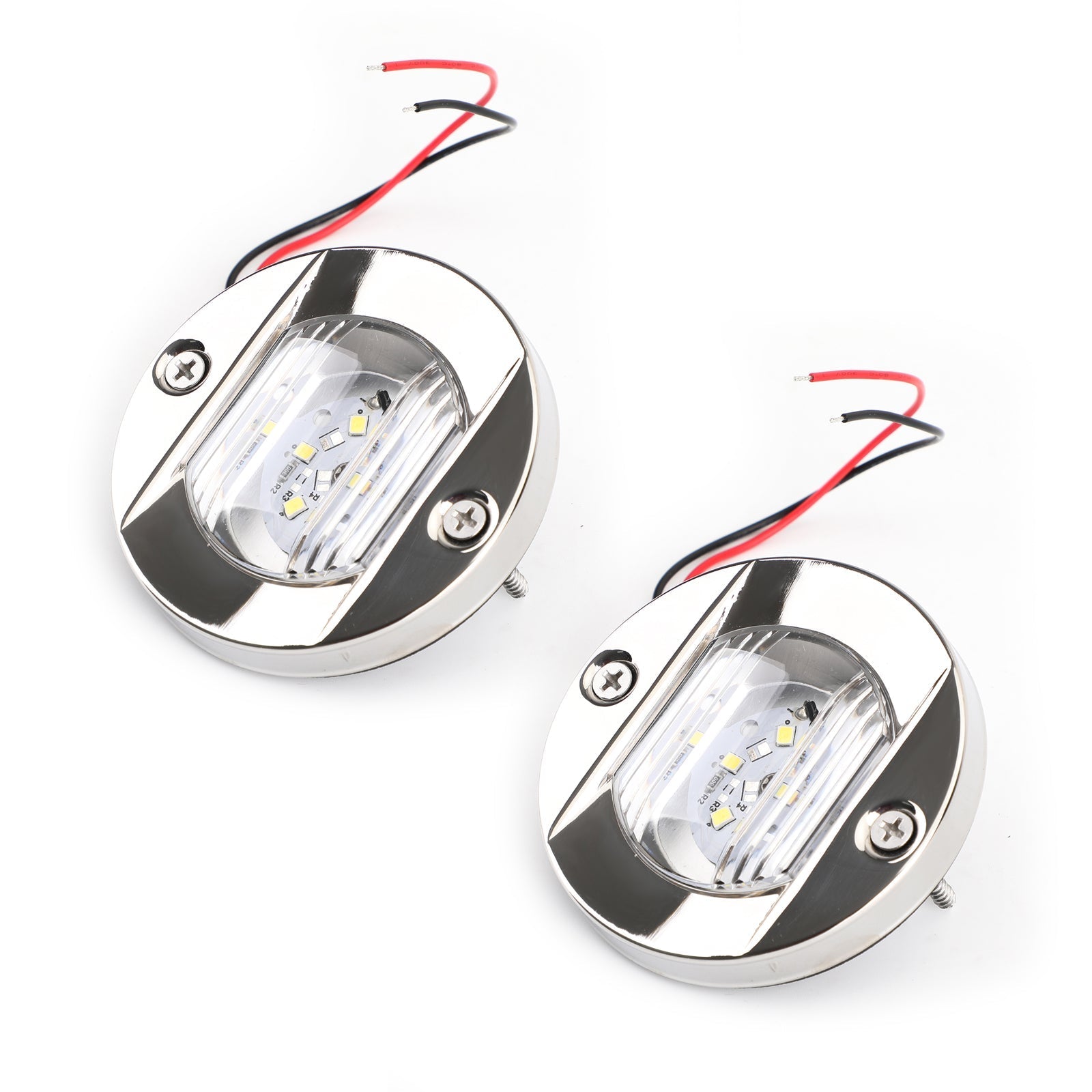 2 uds LED barco marino yate espejo de popa ancla cromada luz de popa redonda 2835-SMD 12V