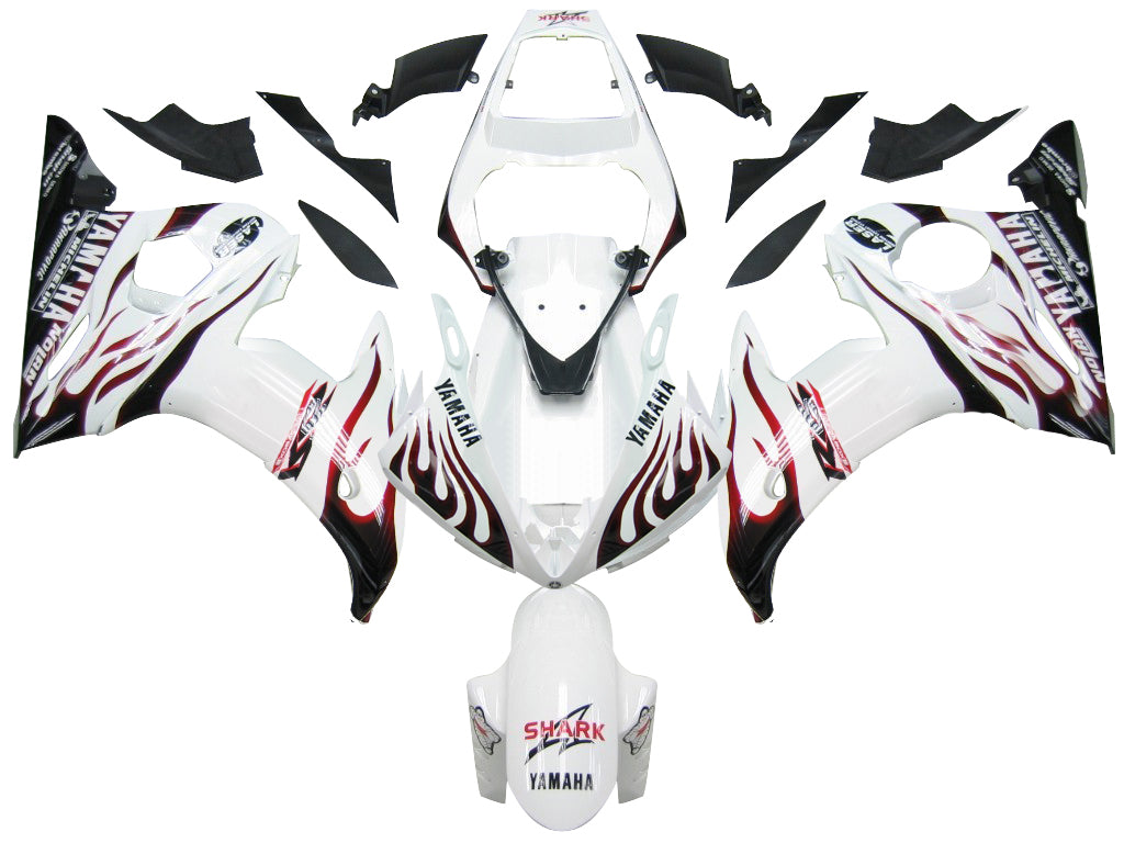 2003-2004 Yamaha R6 & 2006-2009 YZF R6S White&Black Flame Fairing Kit