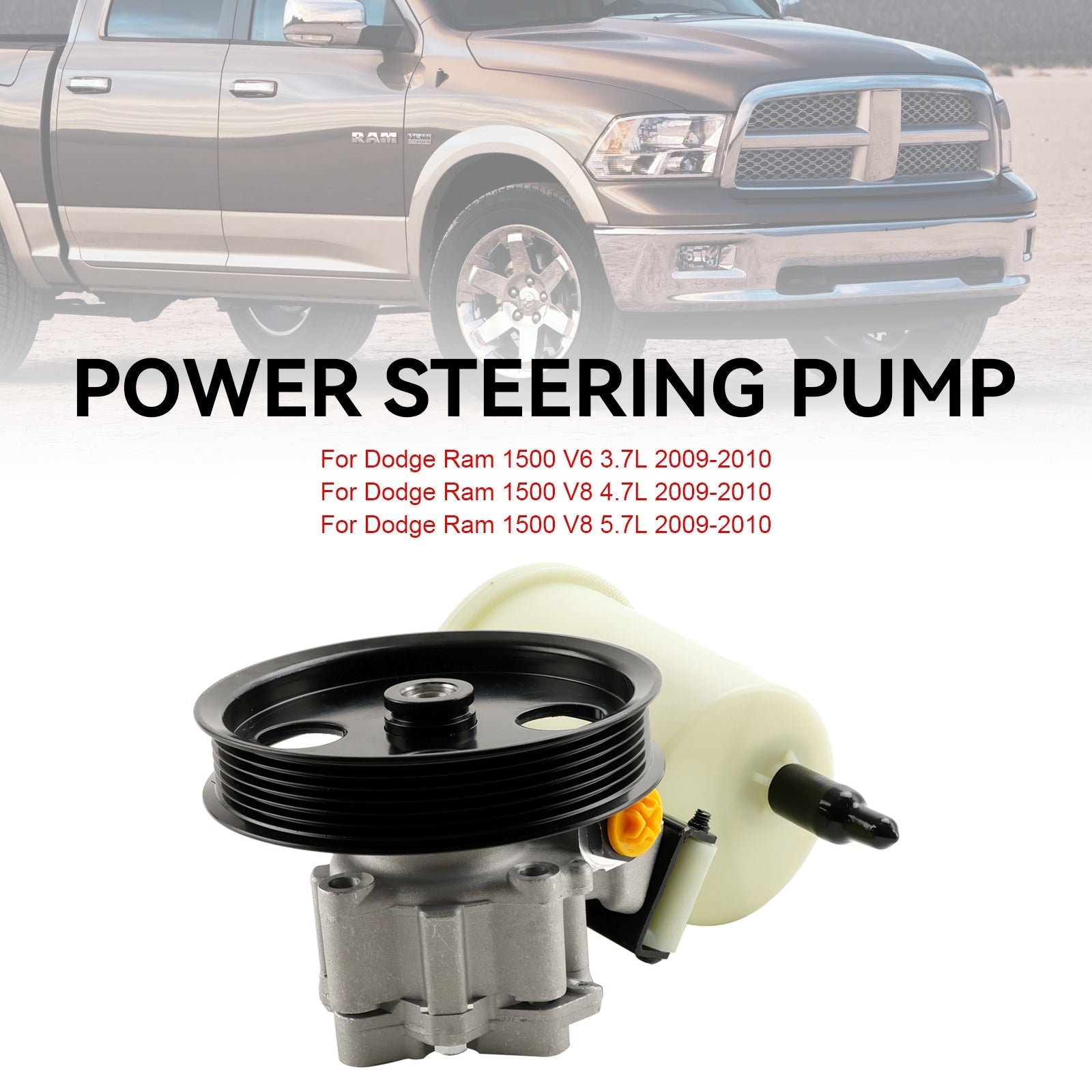 Dodge RAM 1500 2009-2010 Power Steering Pump w/ Pulley & Reservoir 55398903AD