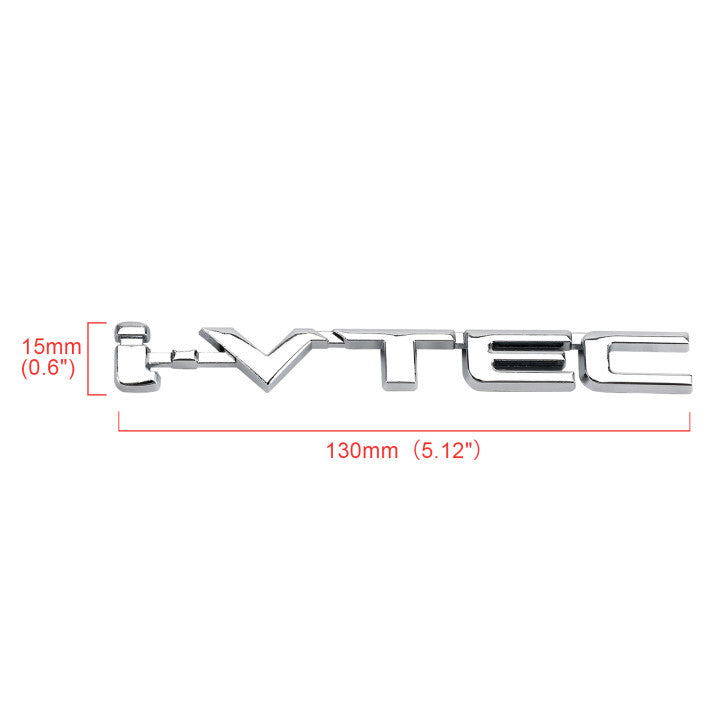 3D Metal i-VTEC Car Trunk Rear Turbo Fender Emblem Badge Decals Stickers Silver