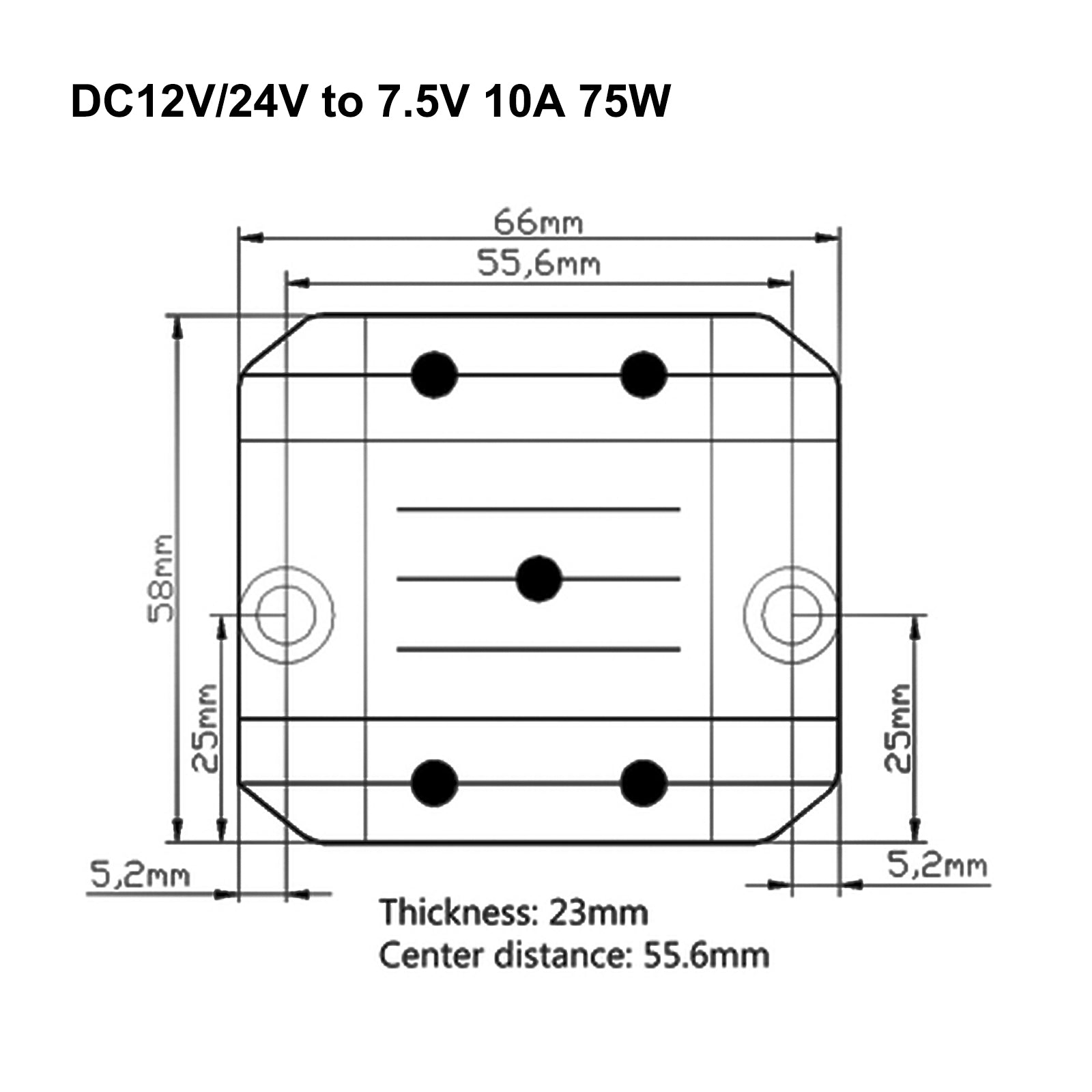 Transformateur d'alimentation régulateur de convertisseur DC 12V/24V à 7.5V 10A 75W