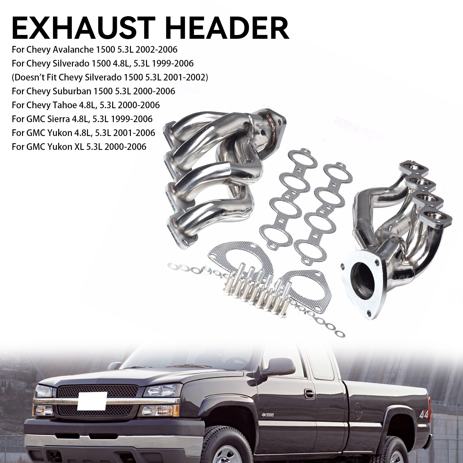 Collecteurs Chevrolet Silverado 1500 4,8 L, 5,3 L 1999-2006