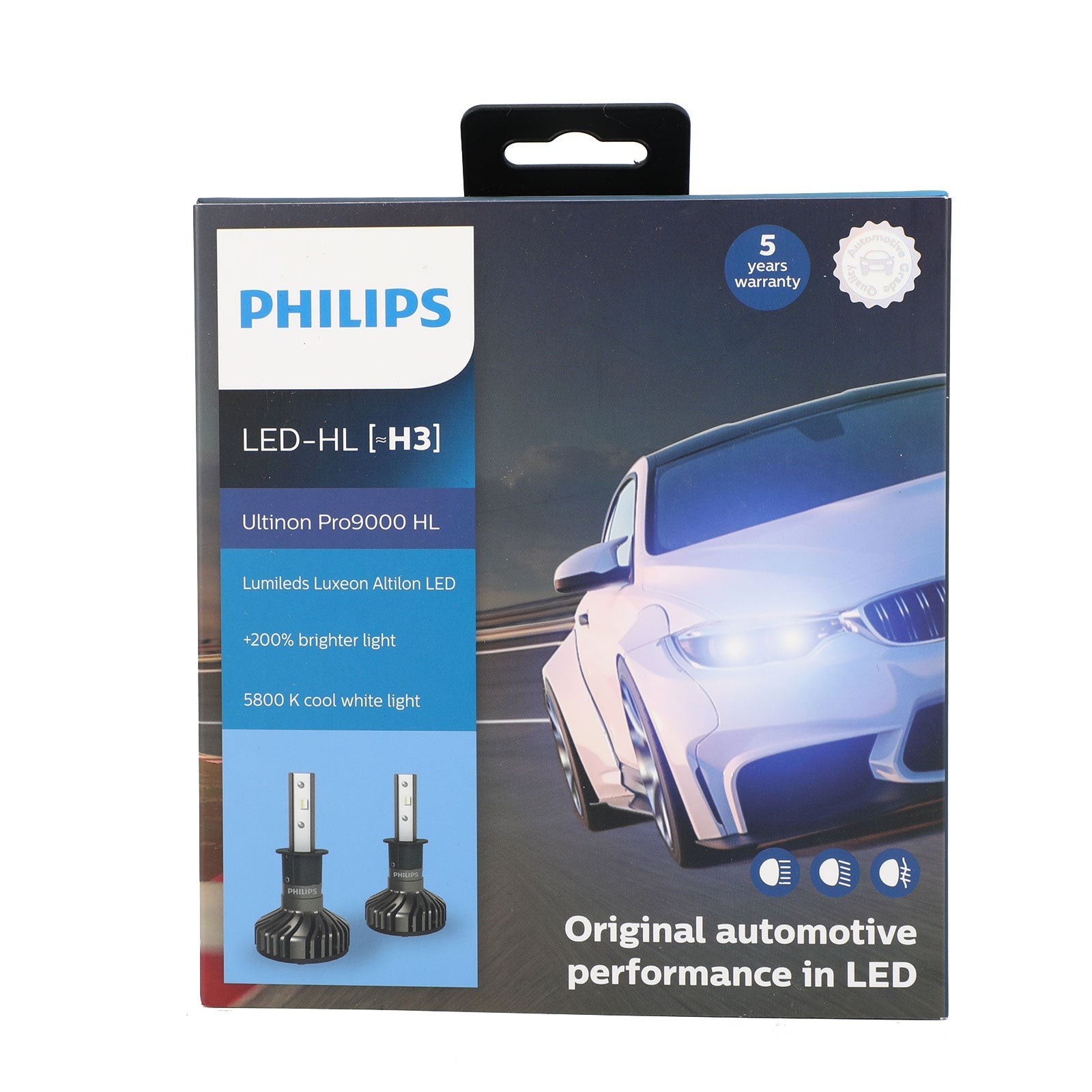 Ampoules de phare LED Philips H1/H3/H7/H11/HB3/4/HIR2 Pro9000 + 250% 5800K générique