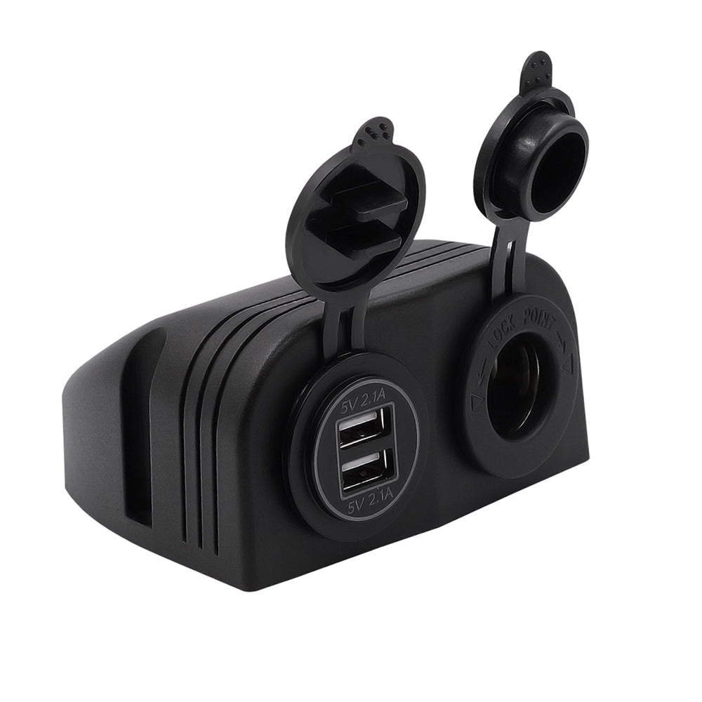 12V Dual USB 4.2A Charger Power Socket Outlet Surface Mount Fit for Car Marine