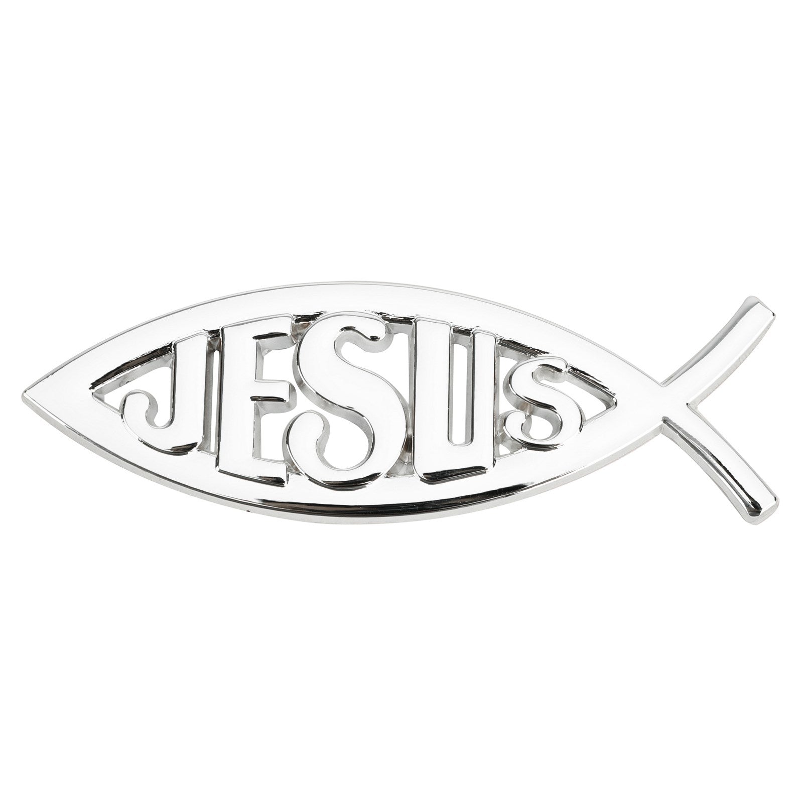 3D Car Decal Emblem Sticker Religious God For Jesus Christian Fish Symbol Silver Generic