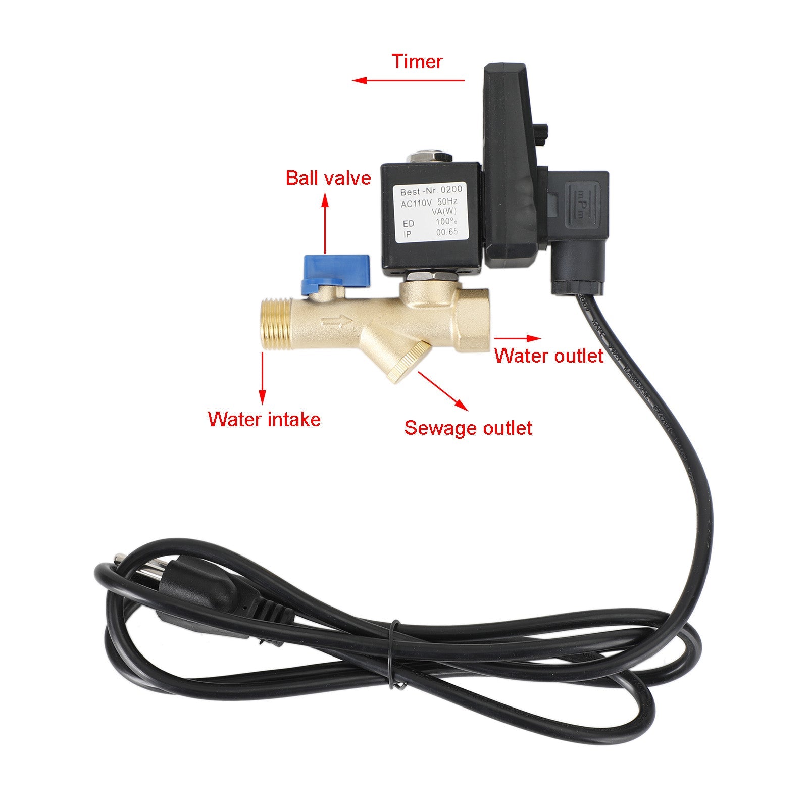 AC110V 1/2" Automatic Electronic Timed Air Compressor Auto Drain Valve