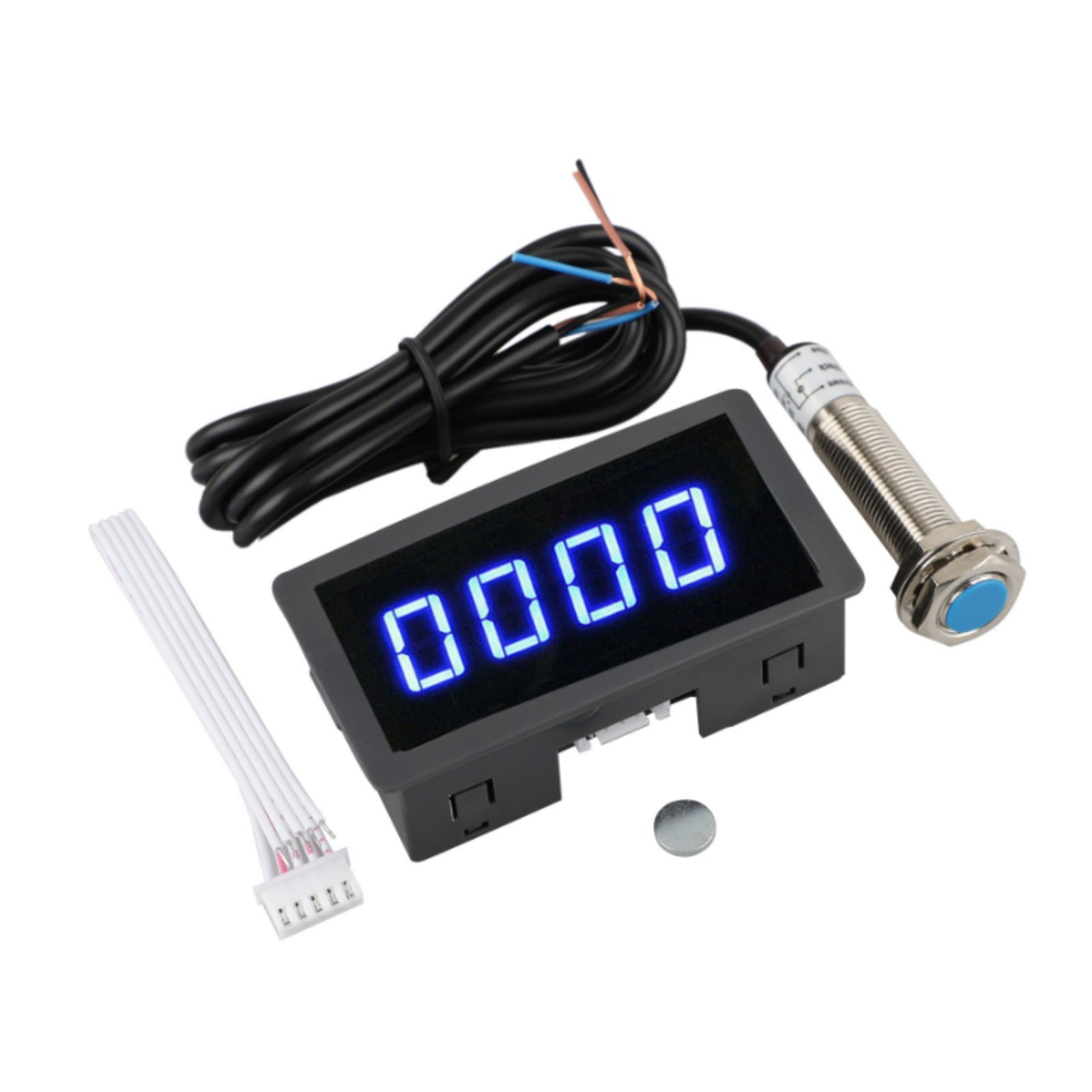 Tachometer 4 Digital LED Tach RPM Speed Meter + Hall Proximity Switch Sensor NPN