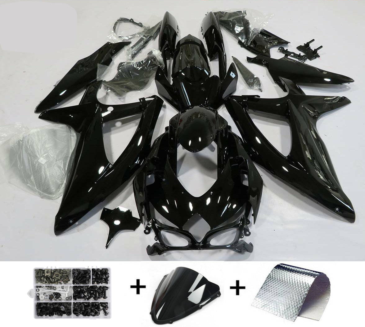 2008-2010 Suzuki GSXR600 750 Fairing Glossy Black Fairing Kit