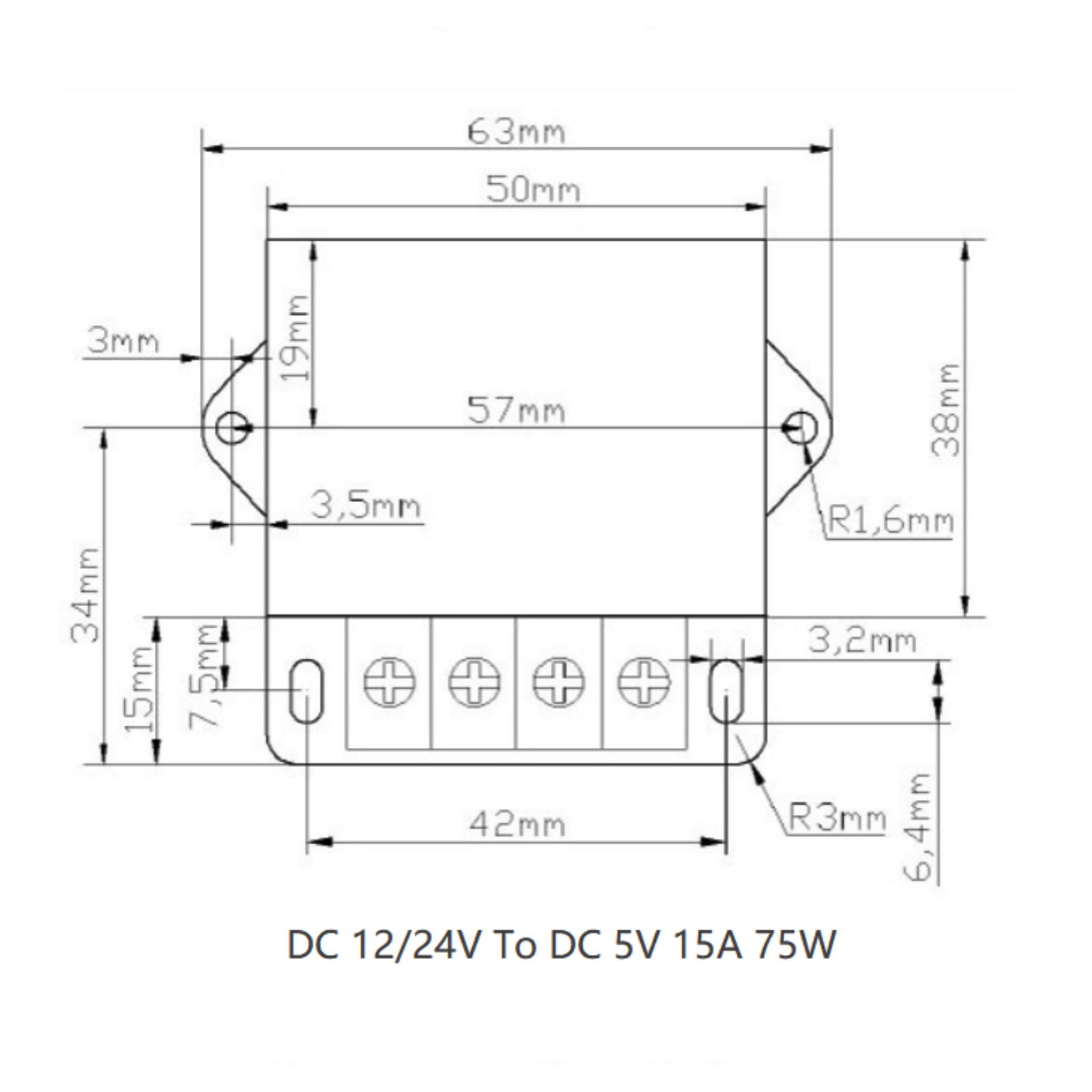 Régulateur de tension abaisseur cc 12V/24V à cc 5V 15a 75W, réducteur de puissance, convertisseur de puissance