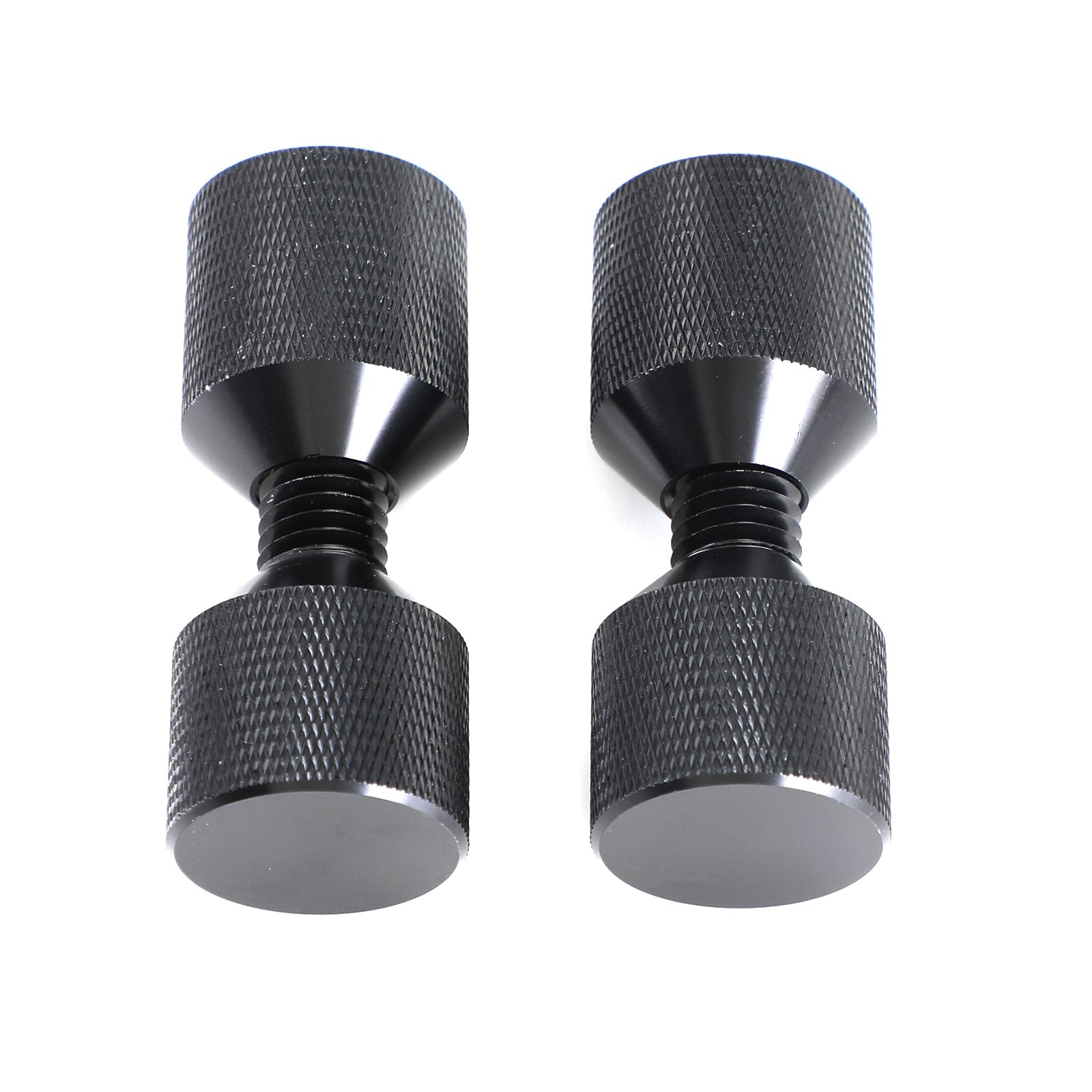 1-1/8" Two Hole Pins Small Aluminum Knurled W/ Removable Threads Black