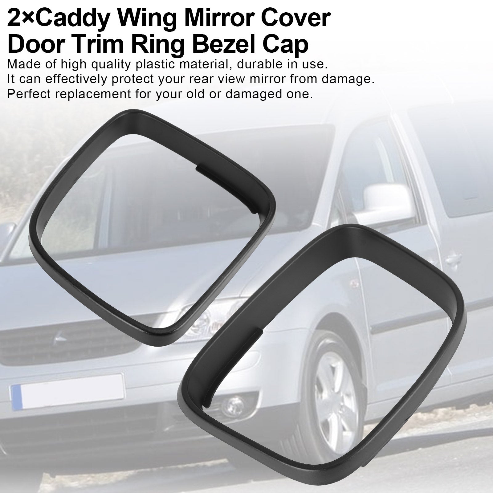 2 × Caddy Wing Mirror Cover Door Trim Ring Bisel Cap para VW Transporter T5