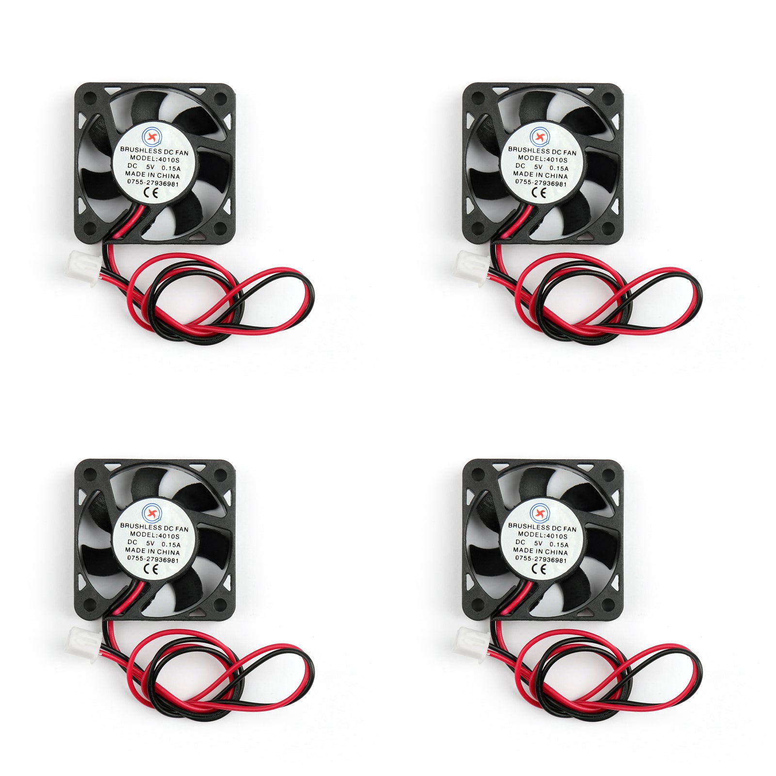 4 stuks DC borstelloze koelventilator 5V 0.15A 4010s 40x40x10mm 2-pins CUP computerventilator