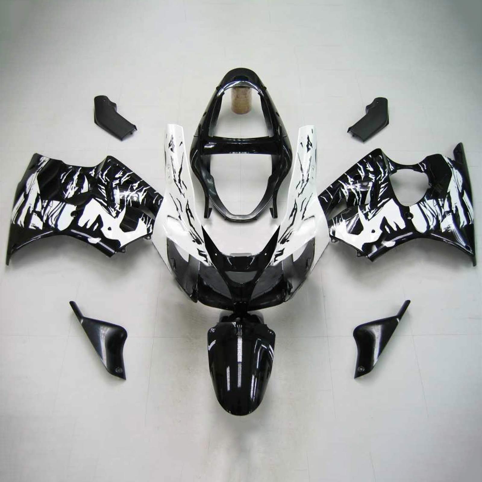 Kit de carénage noir blanc Kawasaki Zx6R 2000-2002