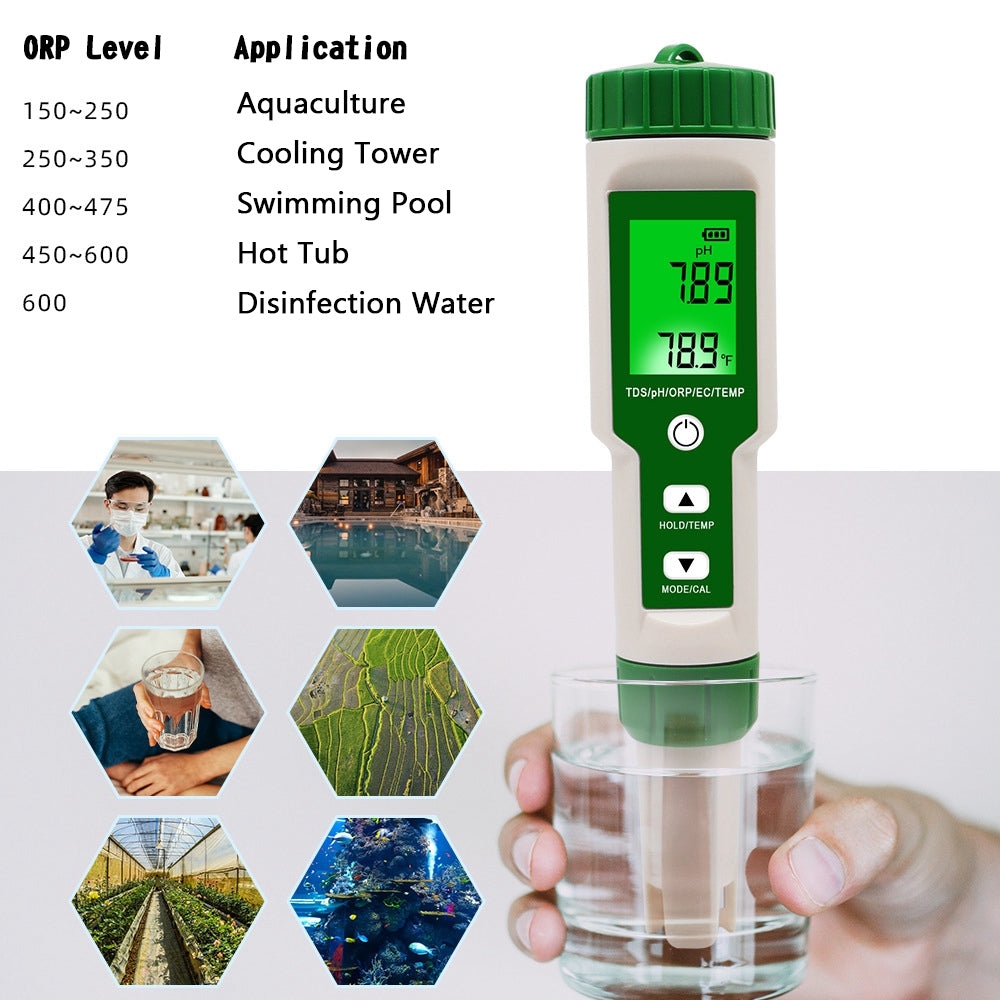 5 in 1 Digital PH TDS EC ORP Temperature Water Quality Tester Meter Test Tool